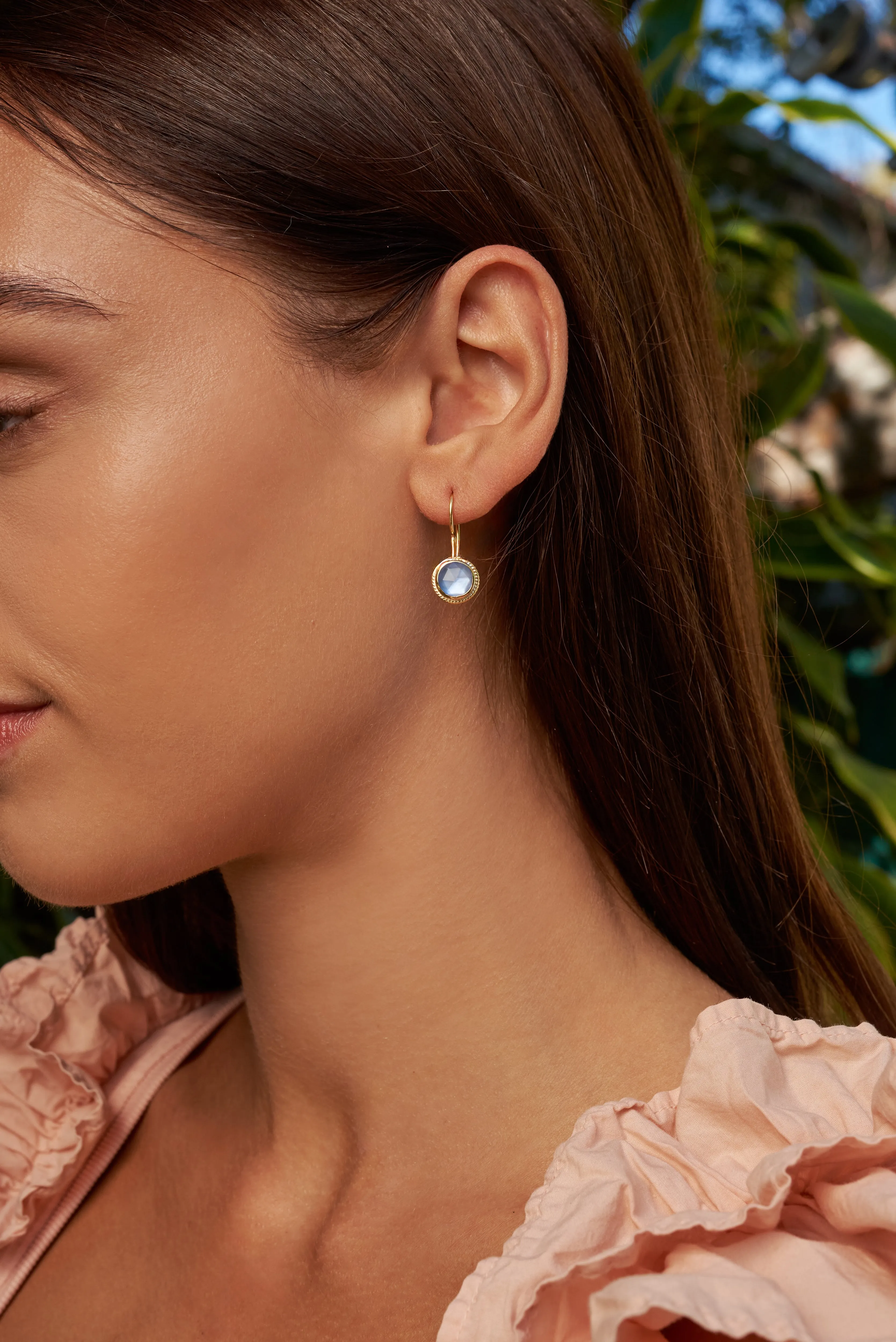 Aquamarine Circle Drop Earrings sold by Anna Beck product image thumbnail 2