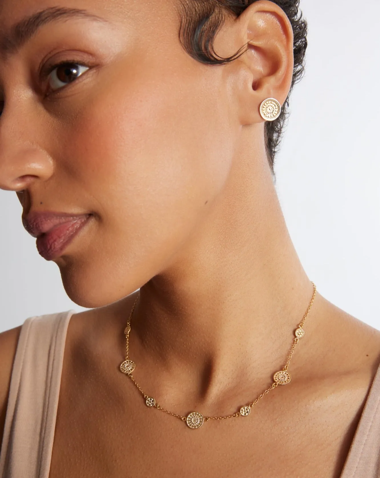 Contrast Dotted Station Collar Necklace - Gold sold by Anna Beck product image thumbnail 2