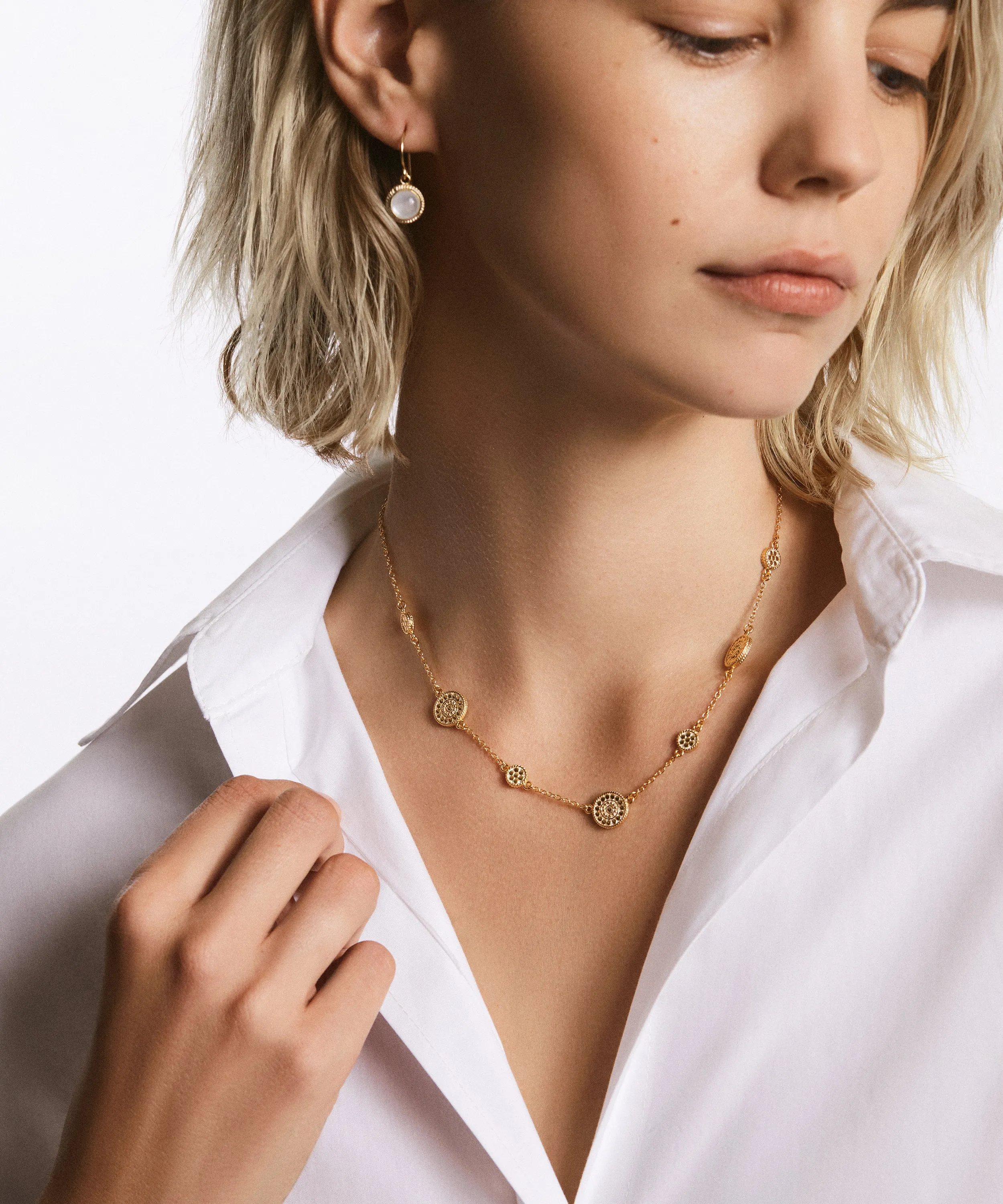 Contrast Dotted Station Collar Necklace - Gold sold by Anna Beck product image thumbnail 3