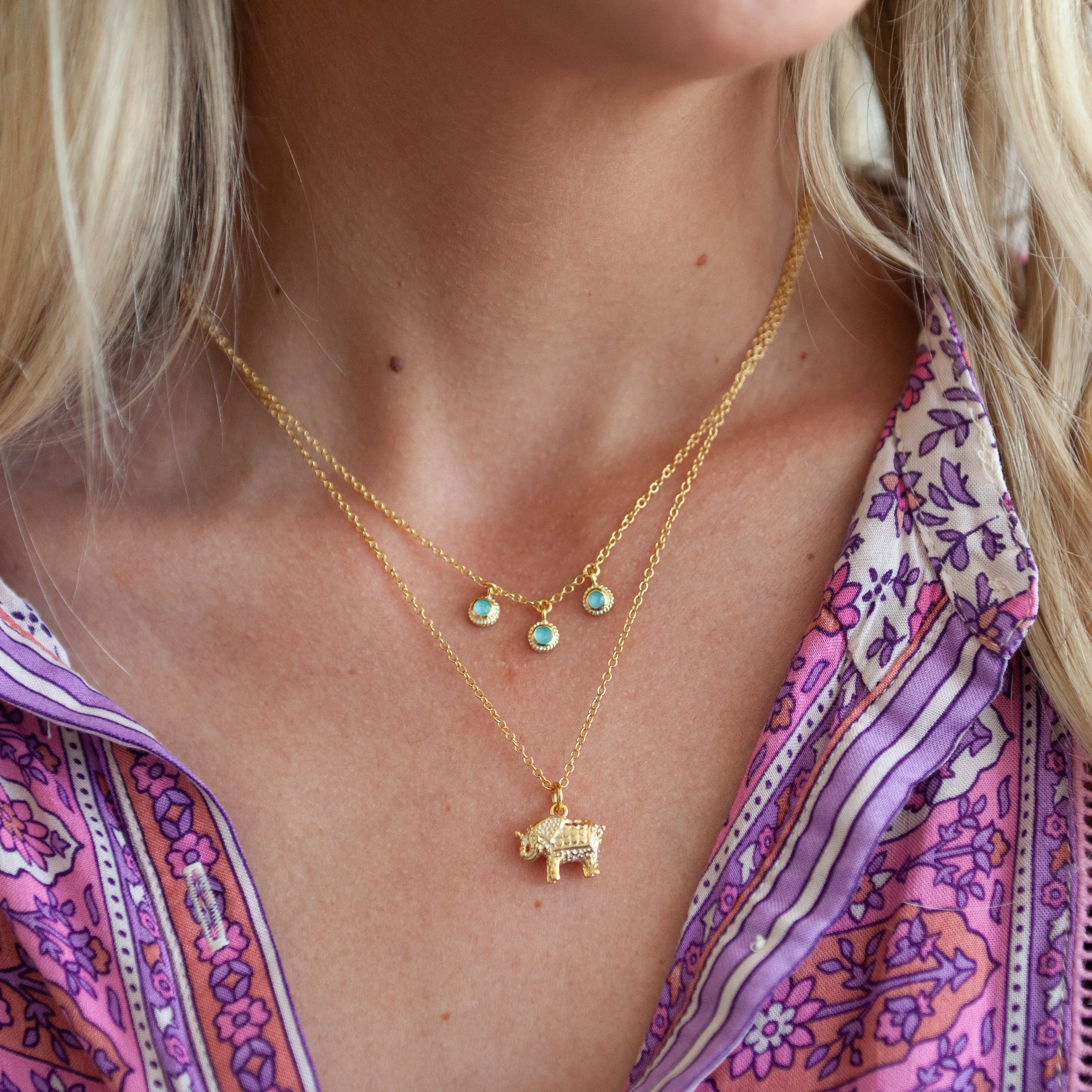 Small Elephant Charm Necklace - Gold sold by Anna Beck product image thumbnail 3