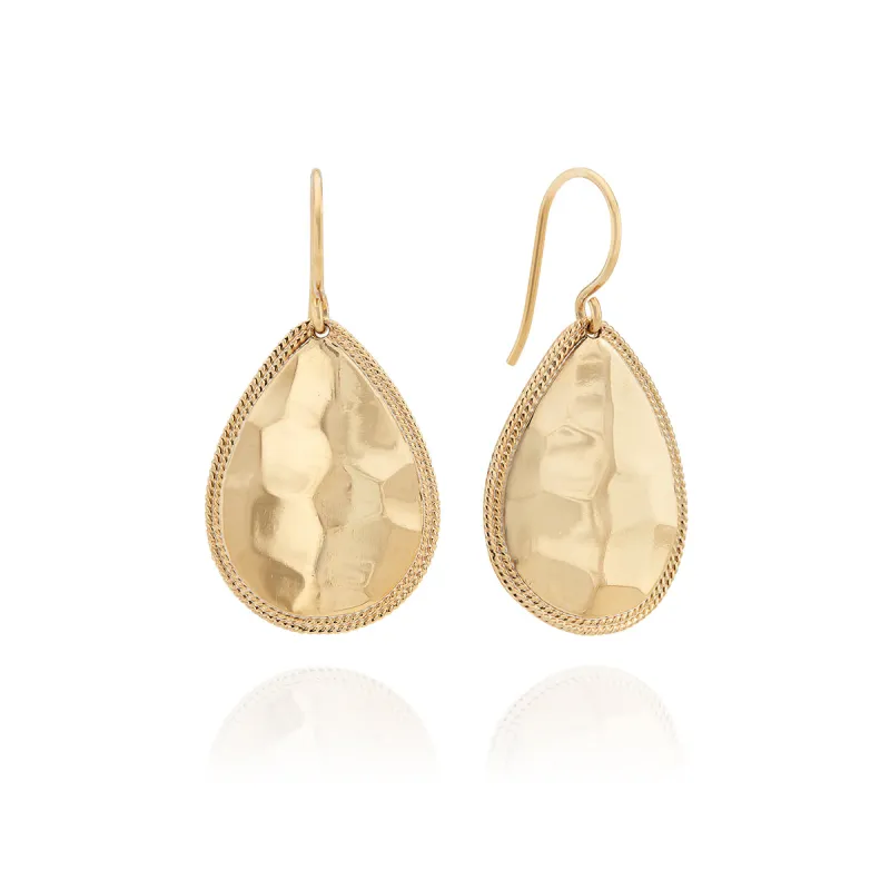 Medium Hammered Teardrop Earrings - Gold sold by Anna Beck