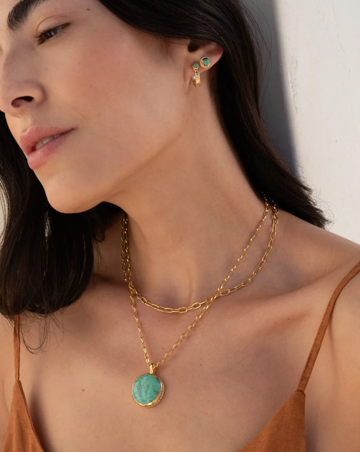 Large Round Turquoise Pendant Necklace sold by Anna Beck product image thumbnail 3