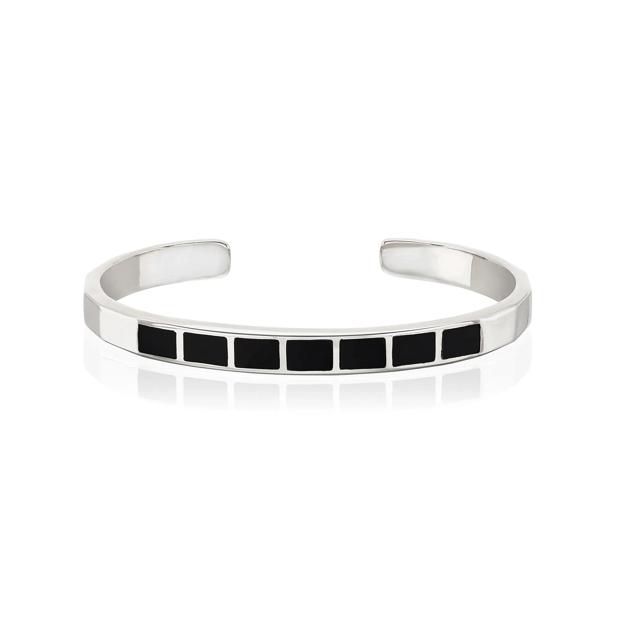 Black Onyx Inlay Cuff - Silver sold by Anna Beck