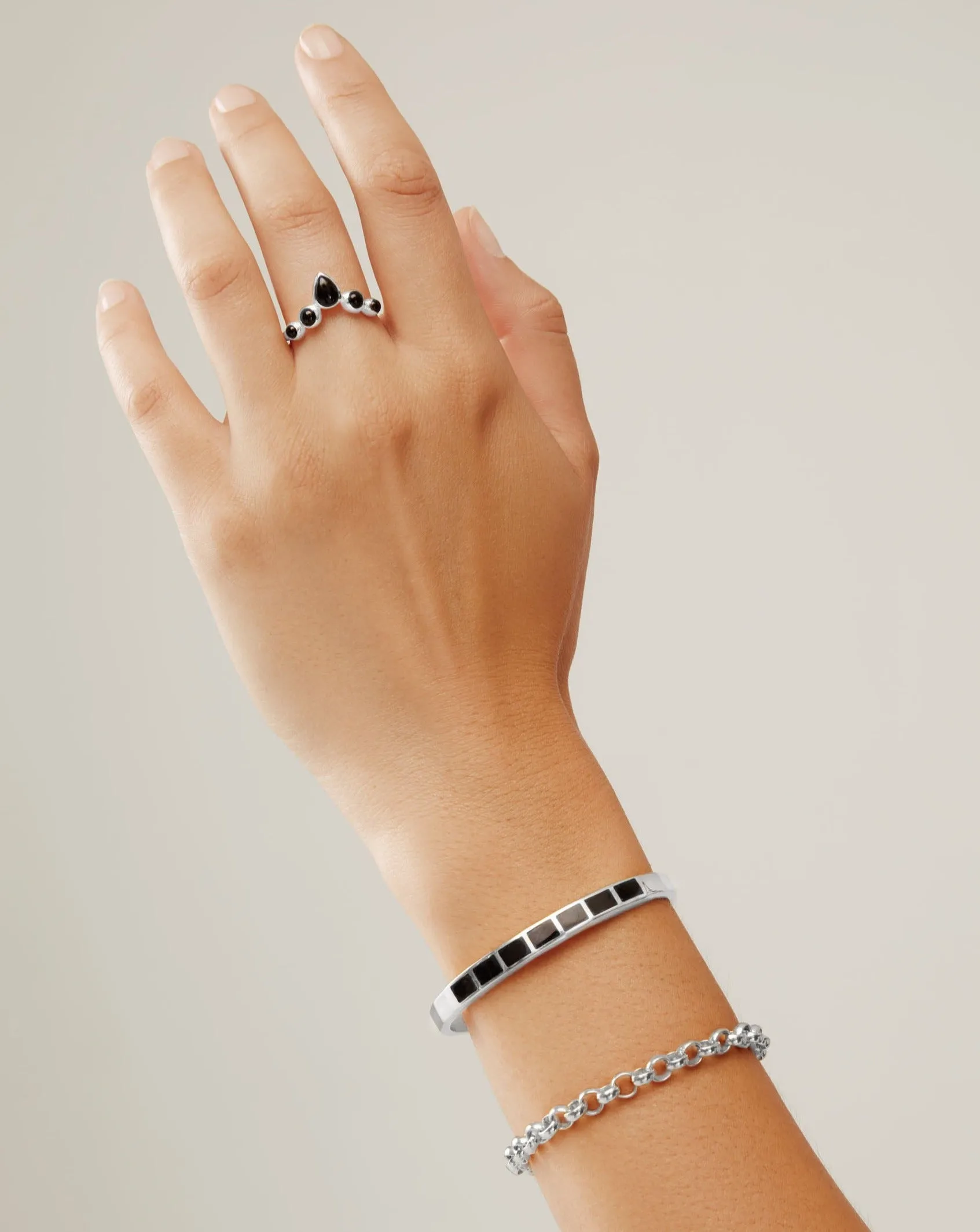 Black Onyx Inlay Cuff - Silver sold by Anna Beck product image thumbnail 2