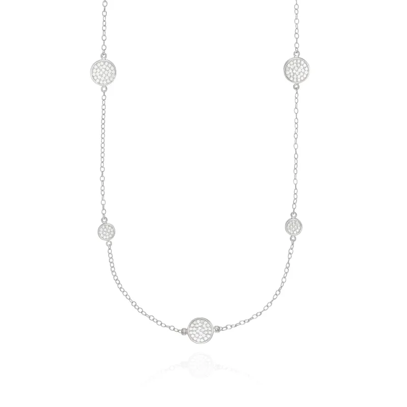 Classic Long Multi-Disc Station Necklace - Silver sold by Anna Beck