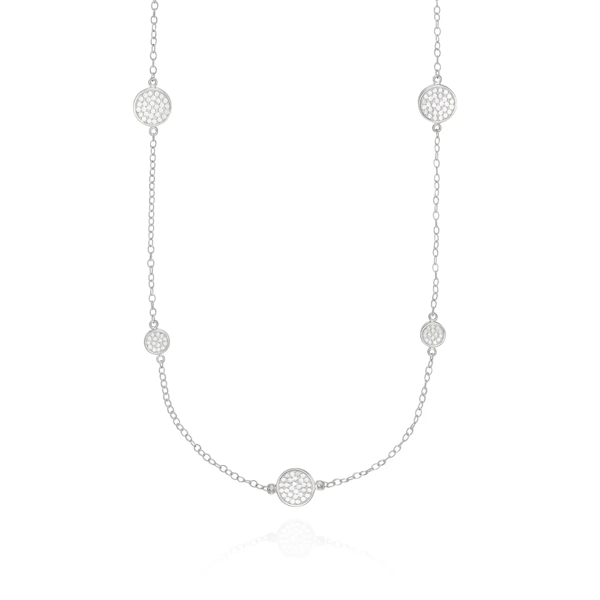 Classic Long Multi-Disc Station Necklace - Silver sold by Anna Beck