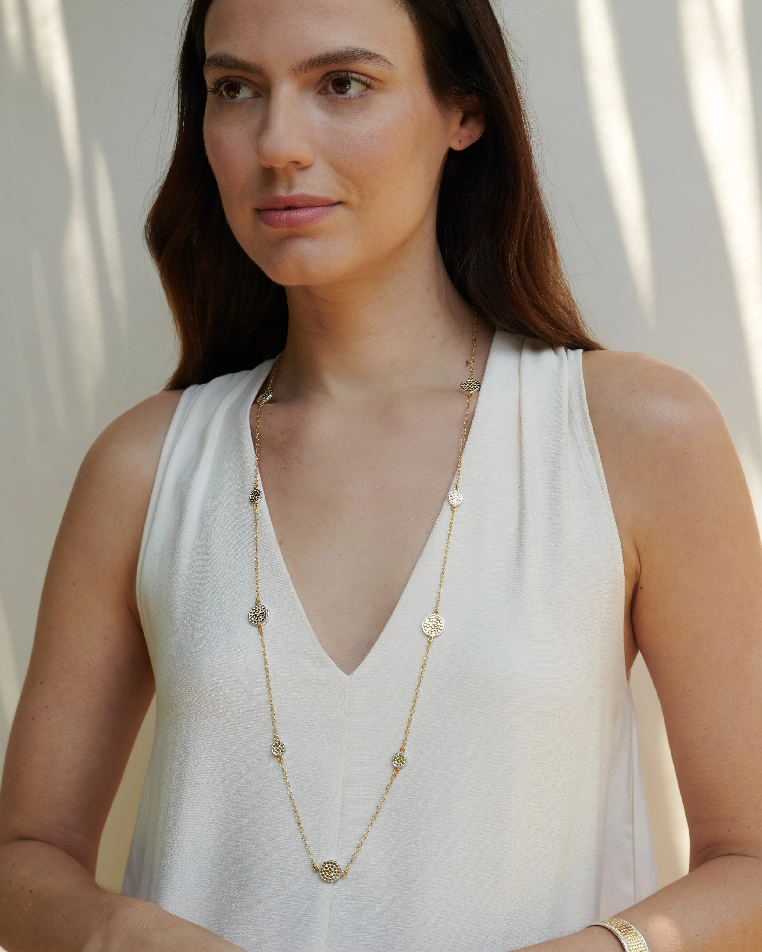 Classic Long Multi-Disc Station Necklace - Silver sold by Anna Beck product image thumbnail 2