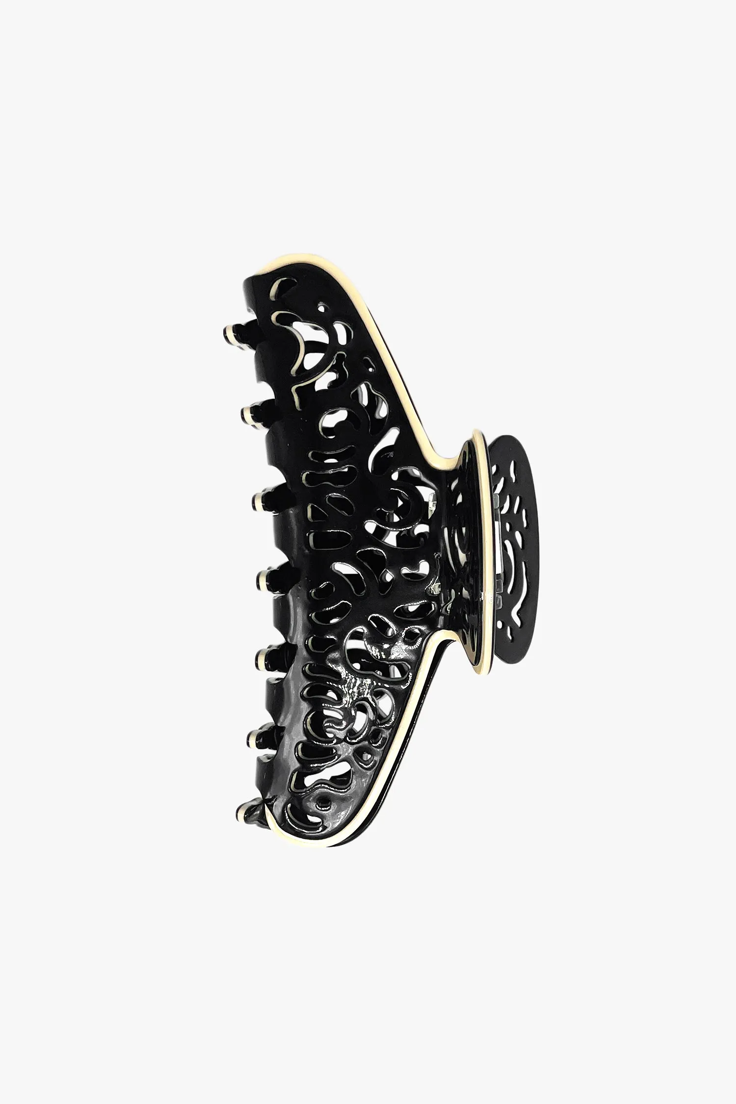 Vintage Black & White Two-Tone Open Scroll Jaw Clip sold by Anna Sui