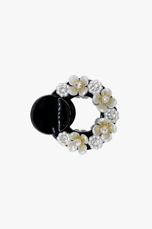 Round Cutout Flower Embroidered Jaw Clip sold by Anna Sui