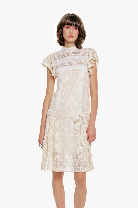 Victorian Lace Combo Drop Waist Dress sold by Anna Sui