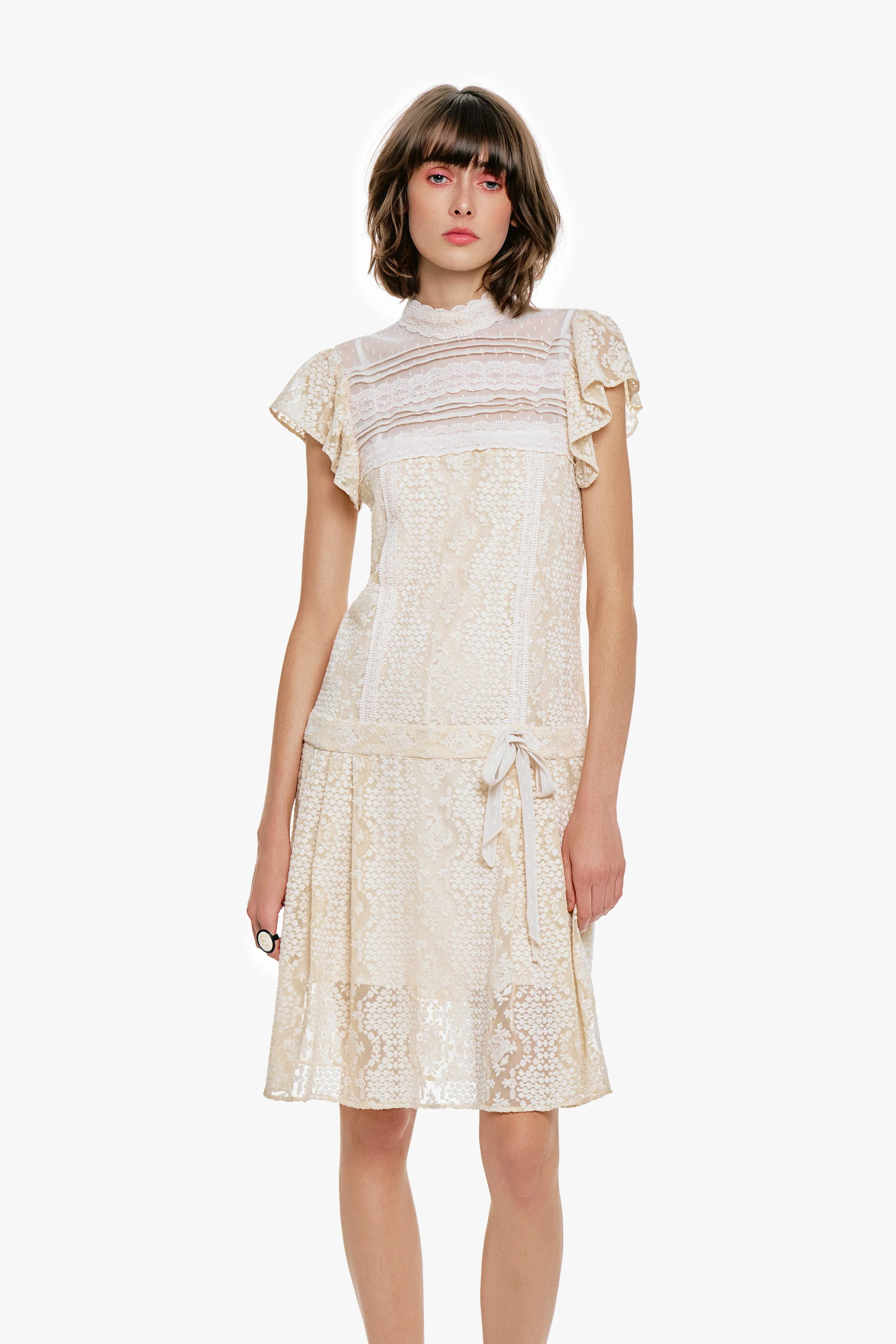 Victorian Lace Combo Drop Waist Dress sold by Anna Sui