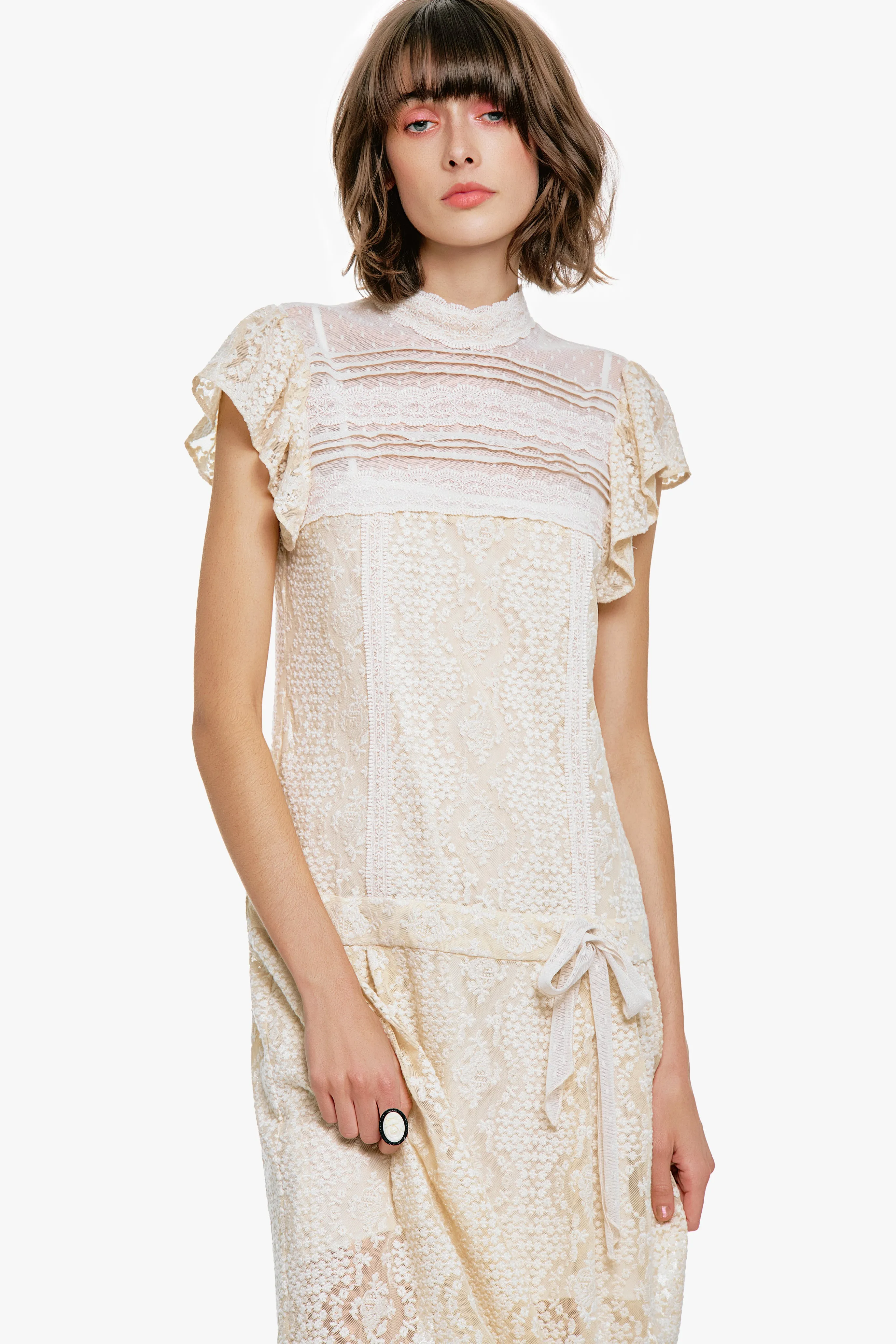 Victorian Lace Combo Drop Waist Dress sold by Anna Sui product image thumbnail 4