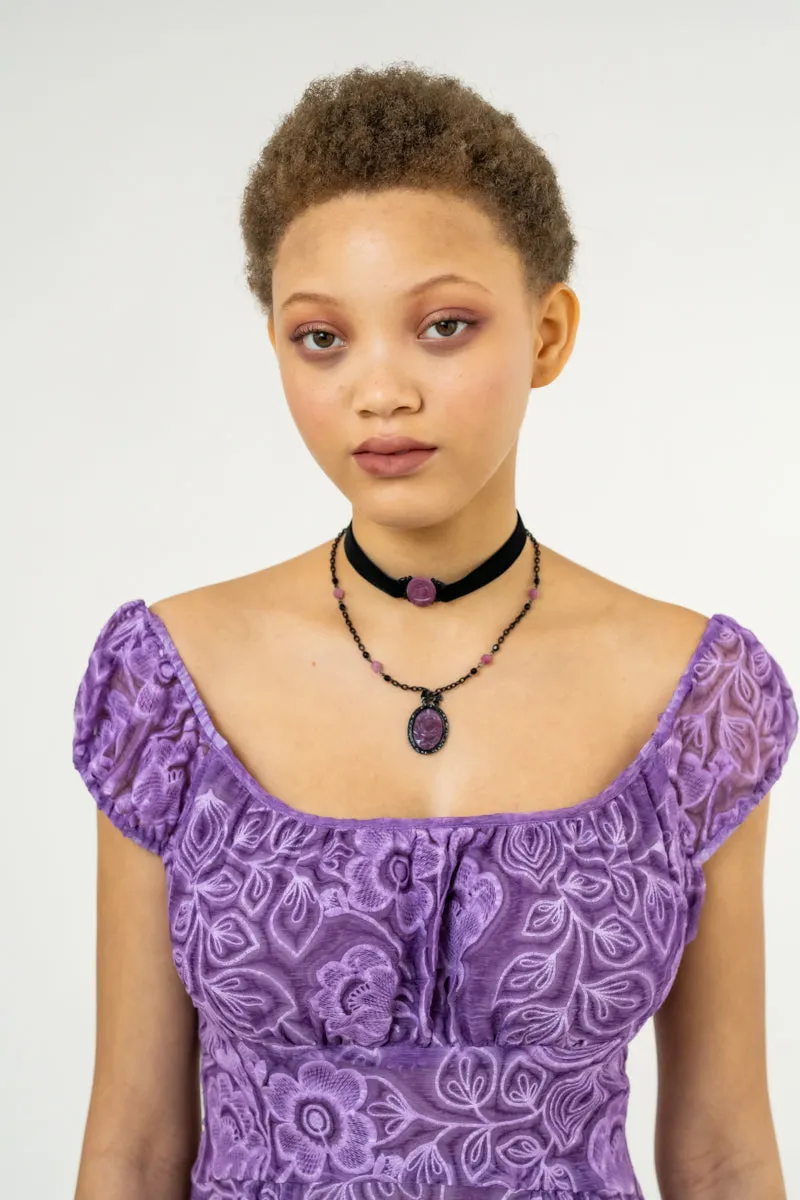 Carved Rose Victorian Necklace & Choker Set – Dusty Rose sold by Anna Sui product image thumbnail 3