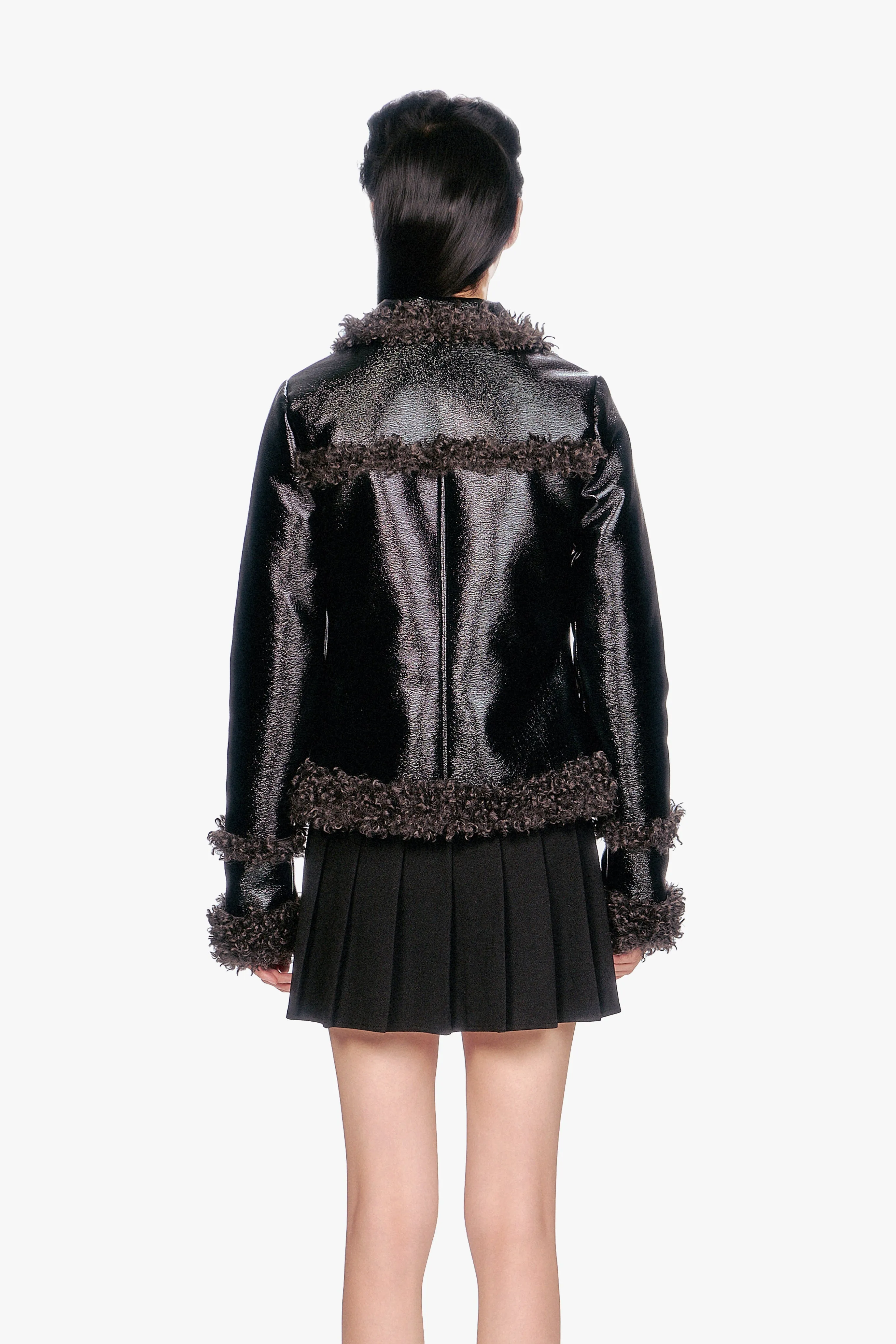 Faux Leather W/ Curly Lamb Trim Jacket sold by Anna Sui product image thumbnail 5