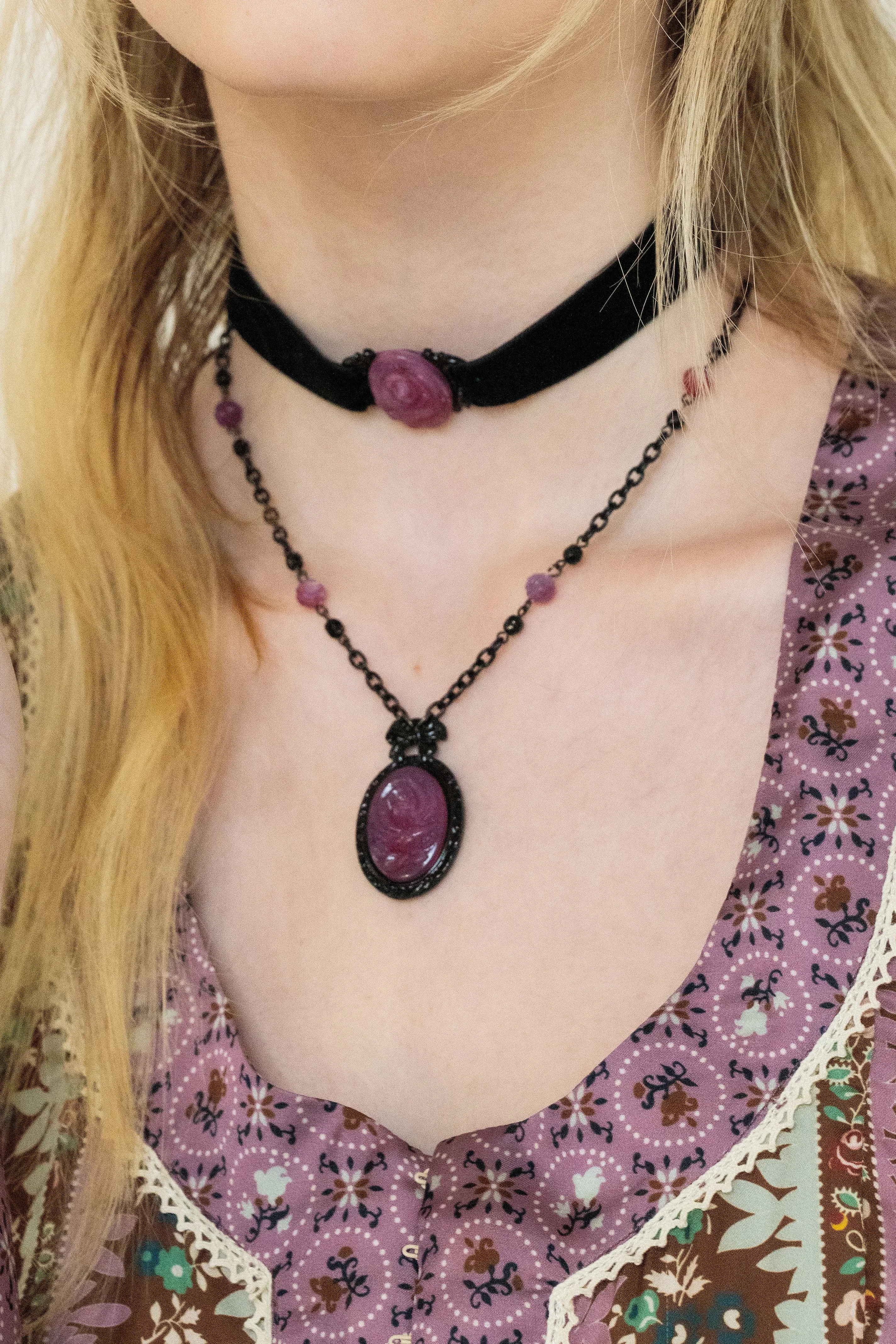 Oval Rose Choker - Dusty Rose sold by Anna Sui product image thumbnail 2