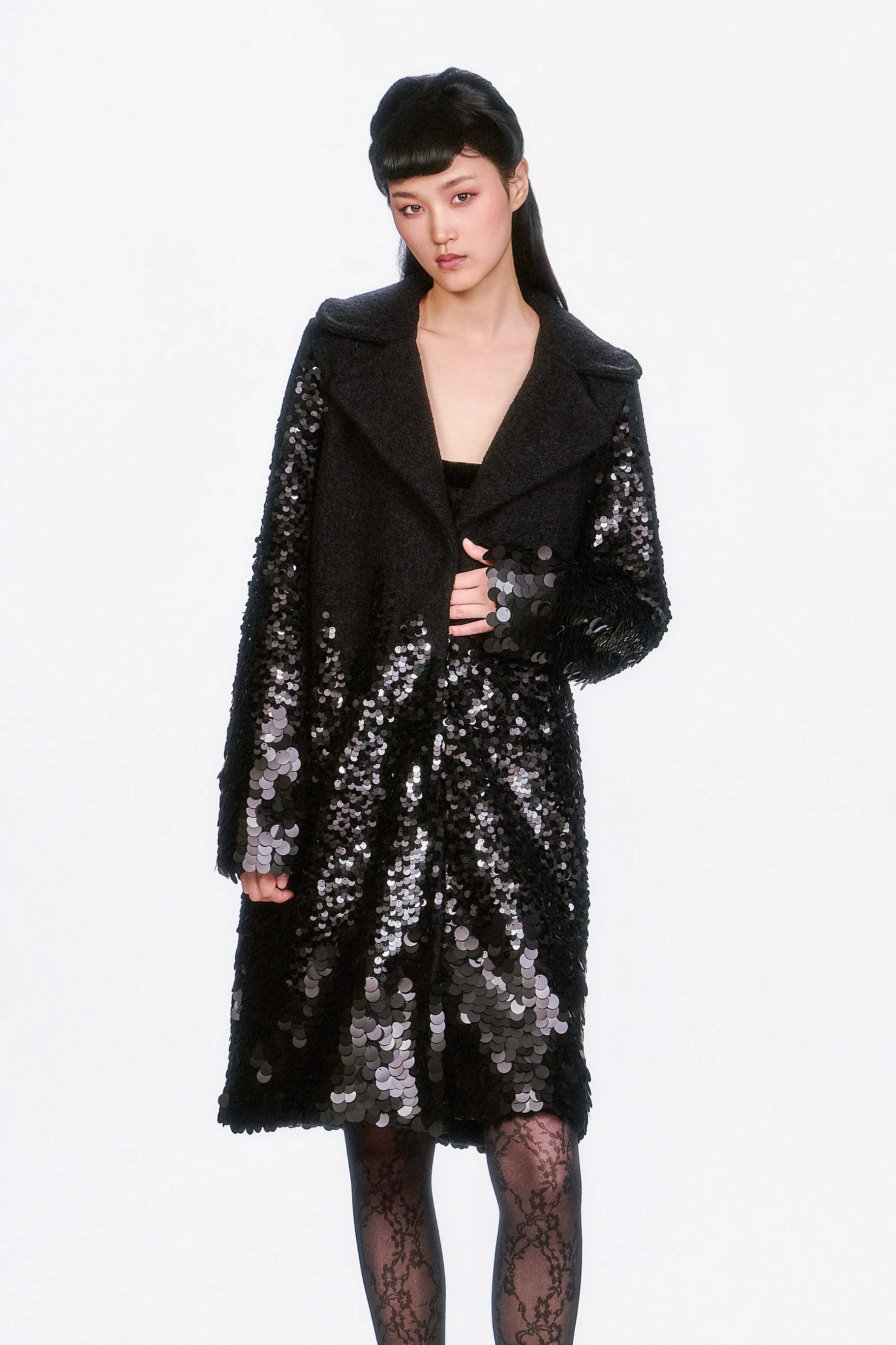 Paillettes Wool Coat sold by Anna Sui