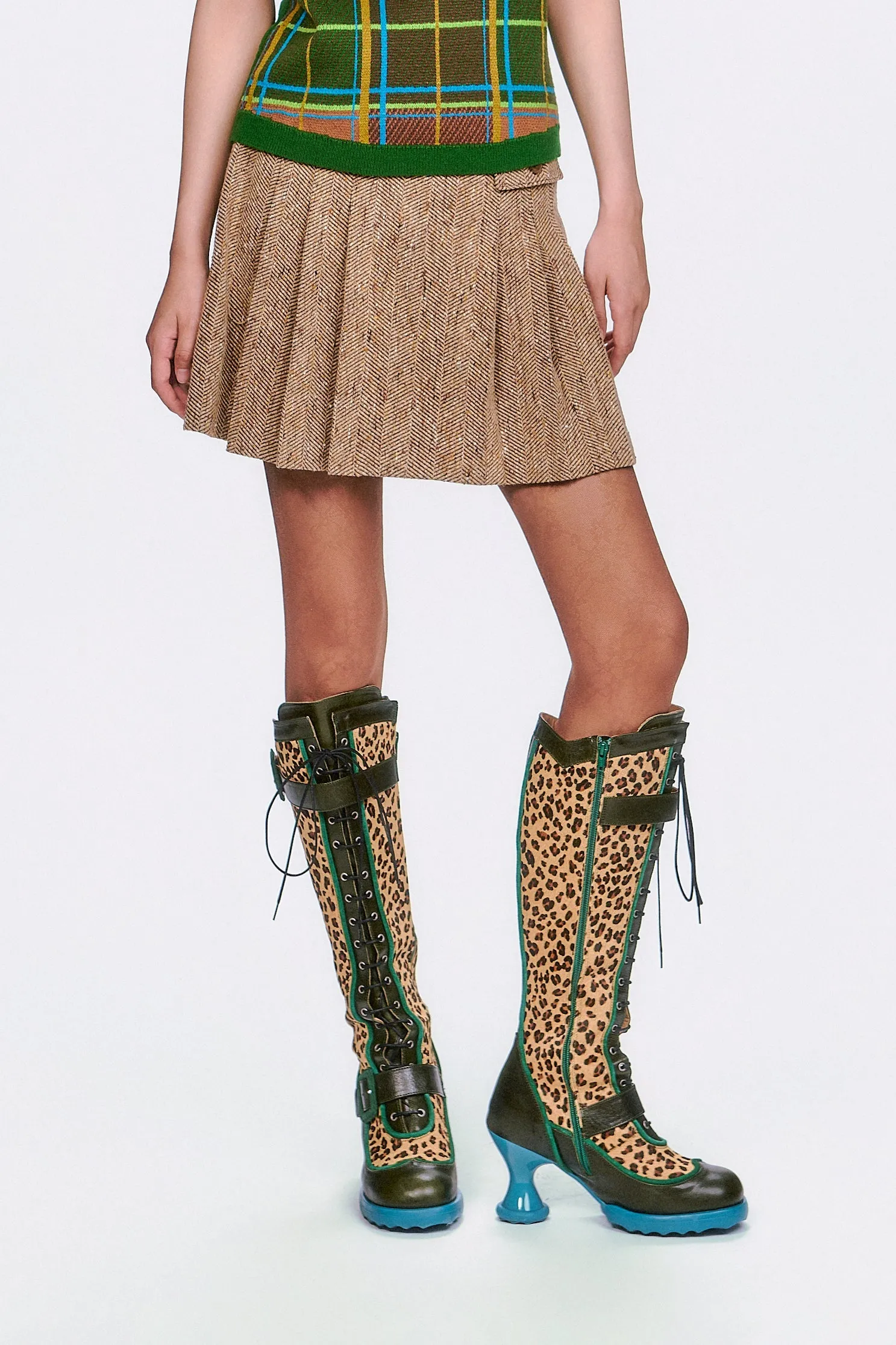 Herringbone Pleated Skirt sold by Anna Sui