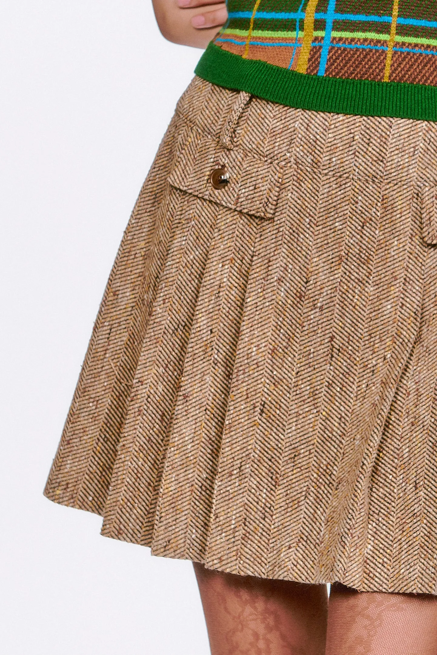 Herringbone Pleated Skirt sold by Anna Sui product image thumbnail 2