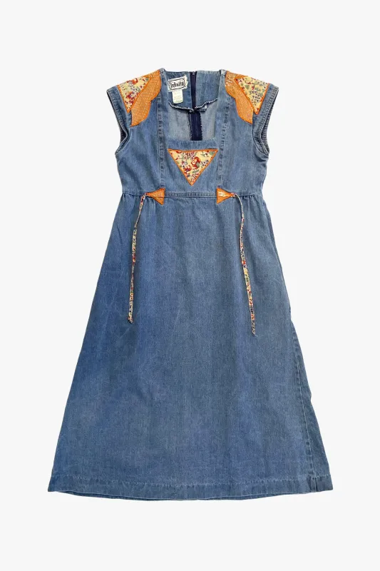 Vintage 70's Infinity Denim Patchwork Appliqué Dress sold by Anna Sui