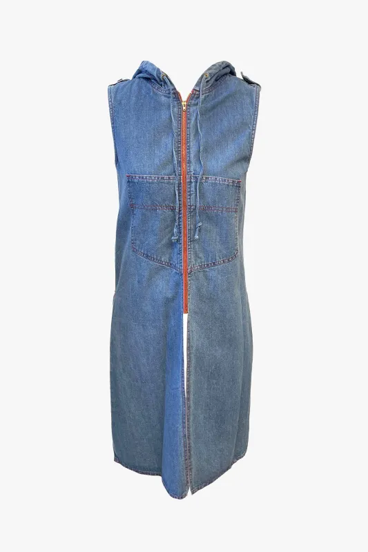 Vintage 60’s Sleeveless Hooded Denim Zip Vest sold by Anna Sui