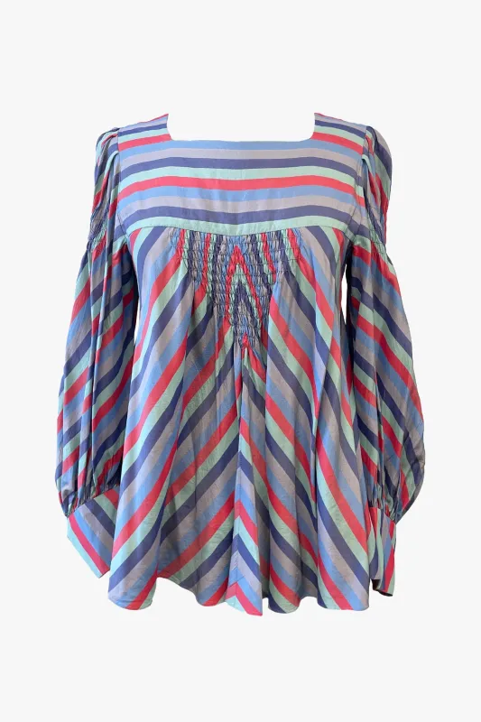 Vintage Silk Crepe De Chine With Smocking Top made by Anna Sui