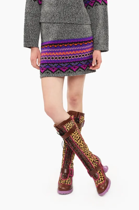 Fair Isle Mini Skirt - Magenta sold by Anna Sui