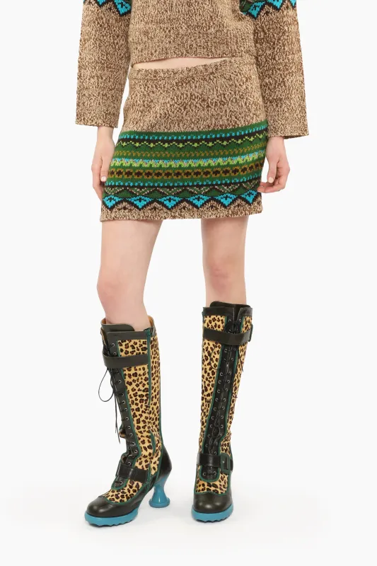 Fair Isle Mini Skirt - Teal sold by Anna Sui