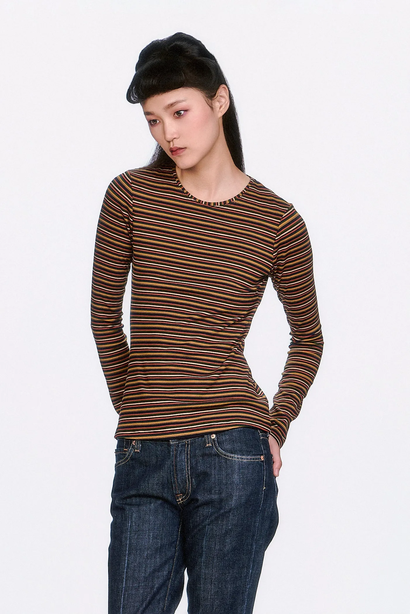 Venetian Stripe Long Sleeve Top - Caramel sold by Anna Sui product image thumbnail 3