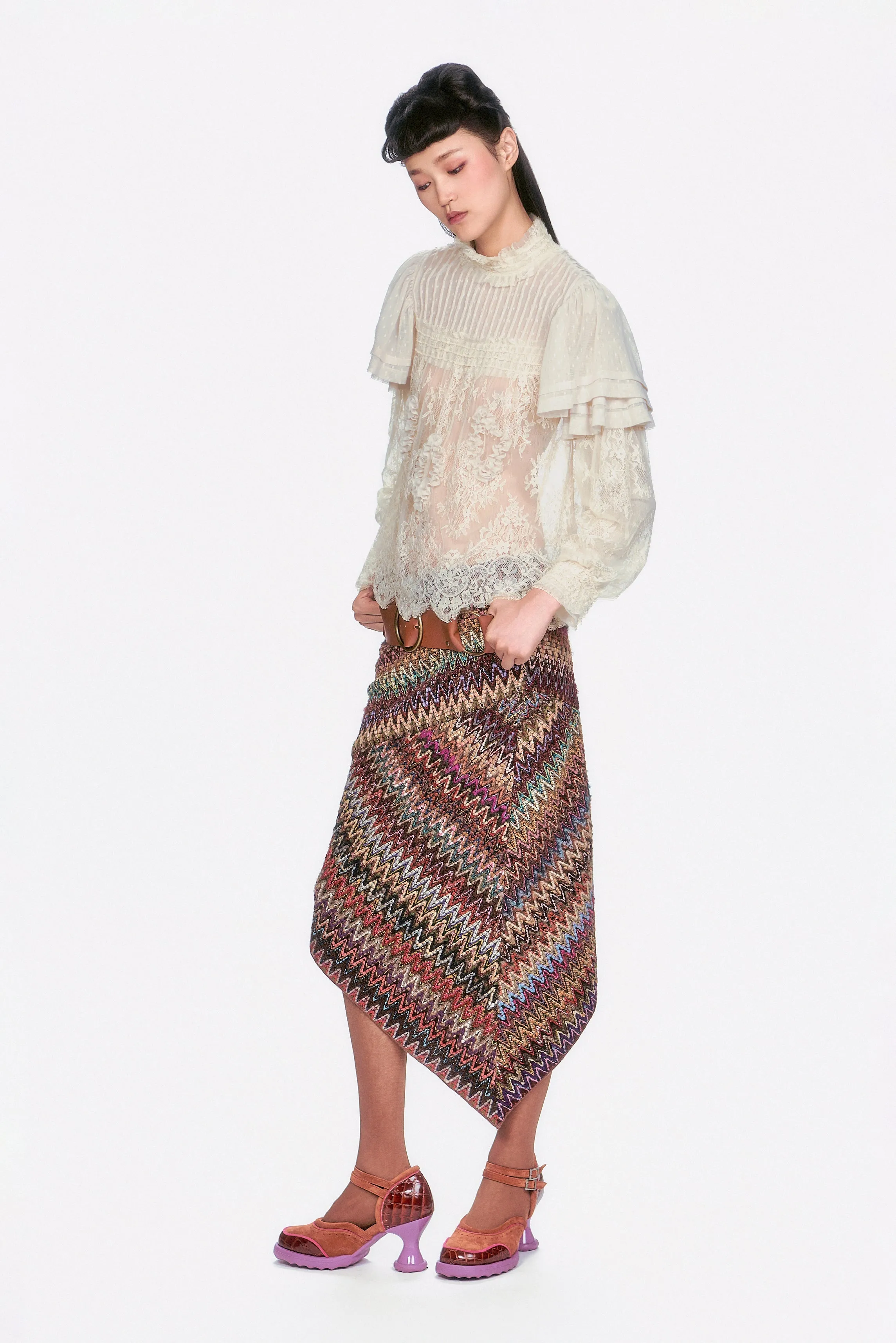 Bargello Multi Asymmetrical Skirt sold by Anna Sui product image thumbnail 2