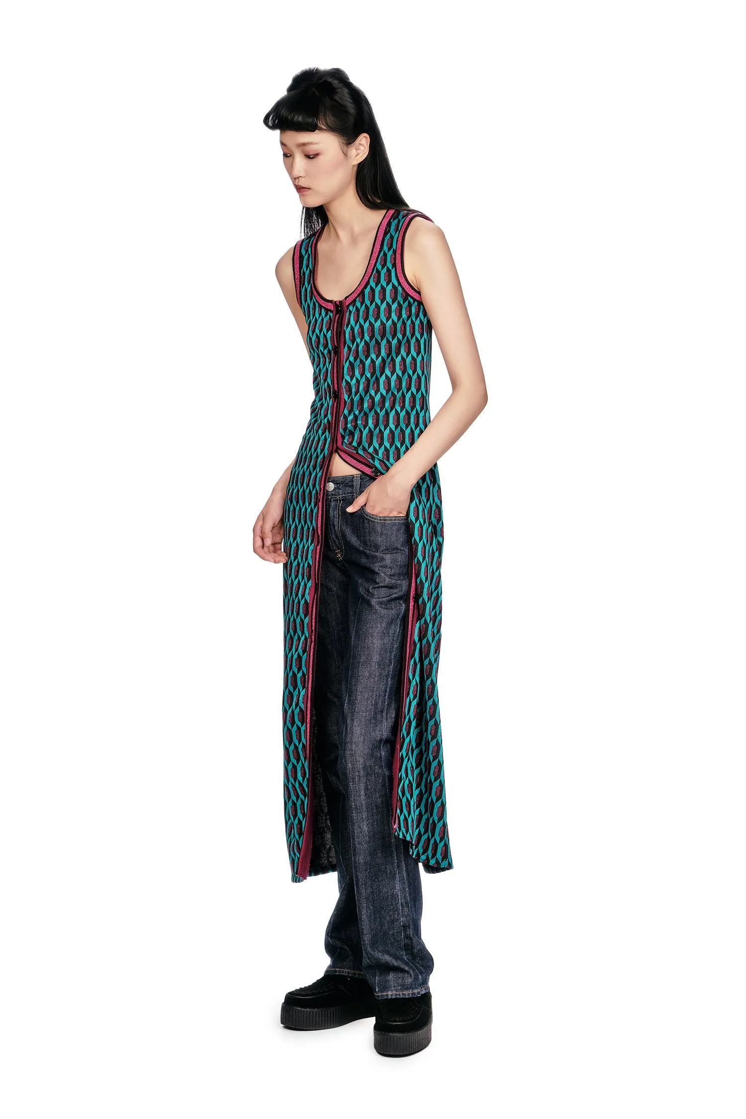 Glitter Geo Jacquard Long Vest sold by Anna Sui product image thumbnail 2