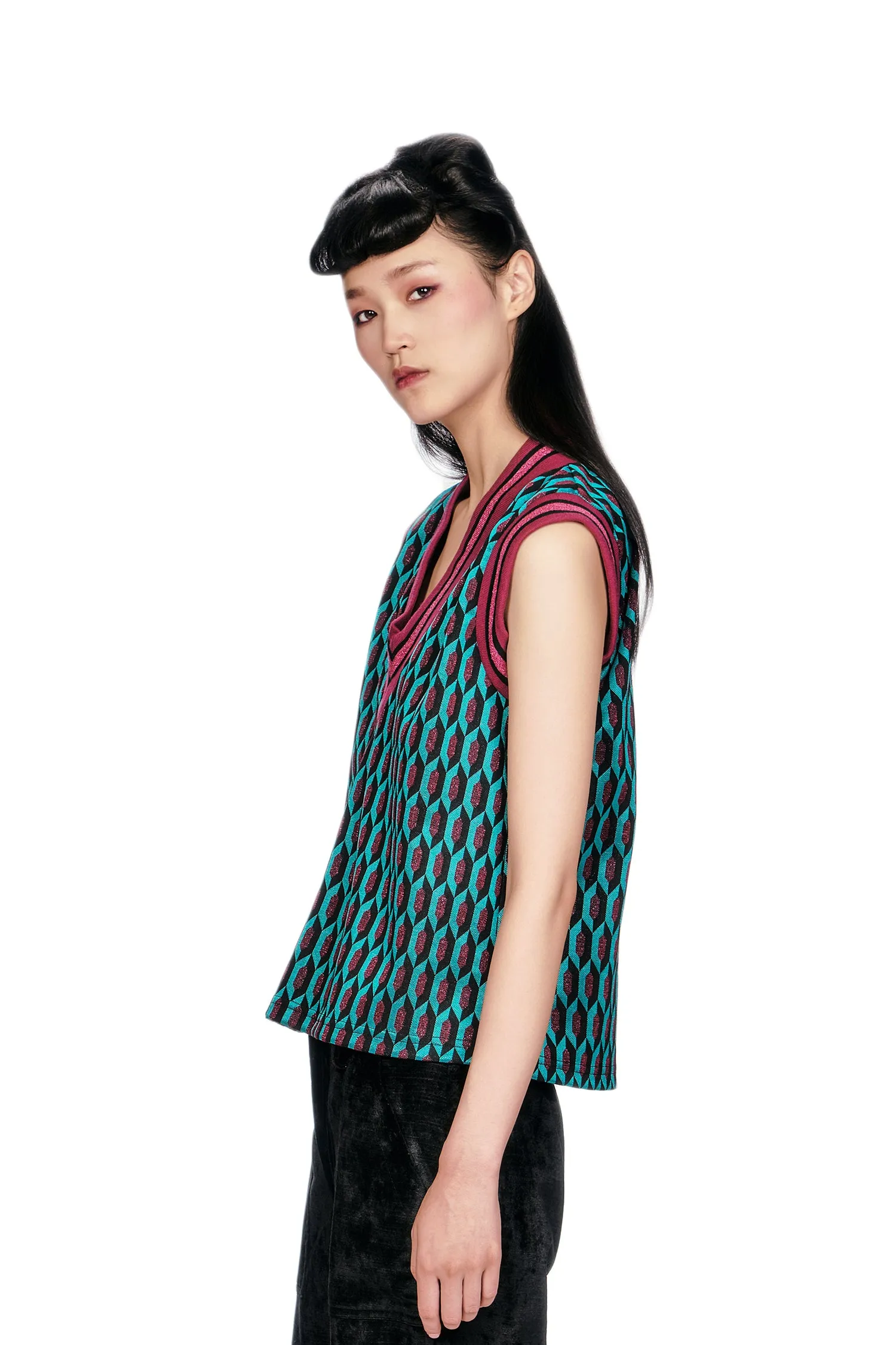 Glitter Geo Jacquard Pullover Vest sold by Anna Sui product image thumbnail 3