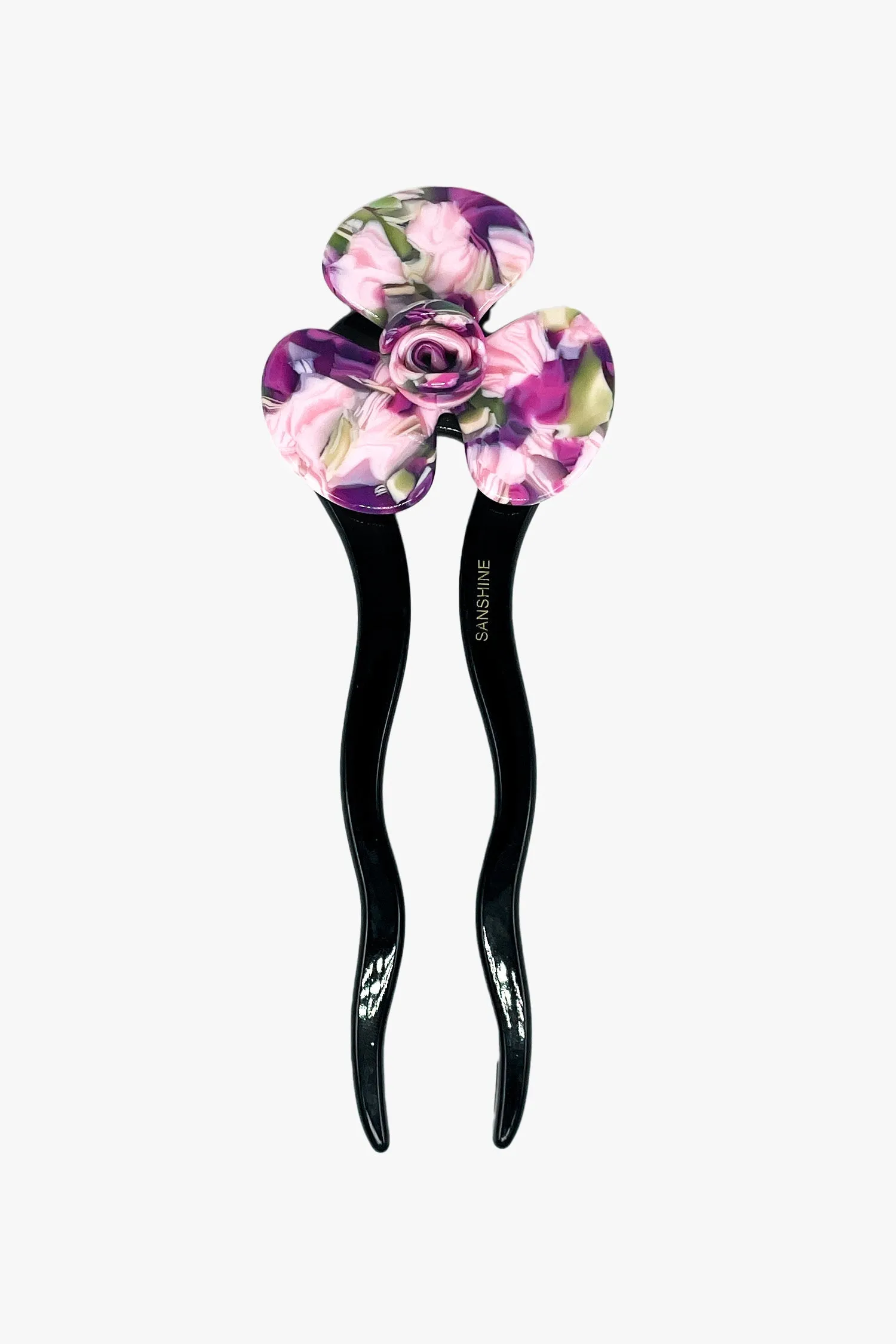 Spring Flower Chignon Hair Pin- Green & Purple sold by Anna Sui