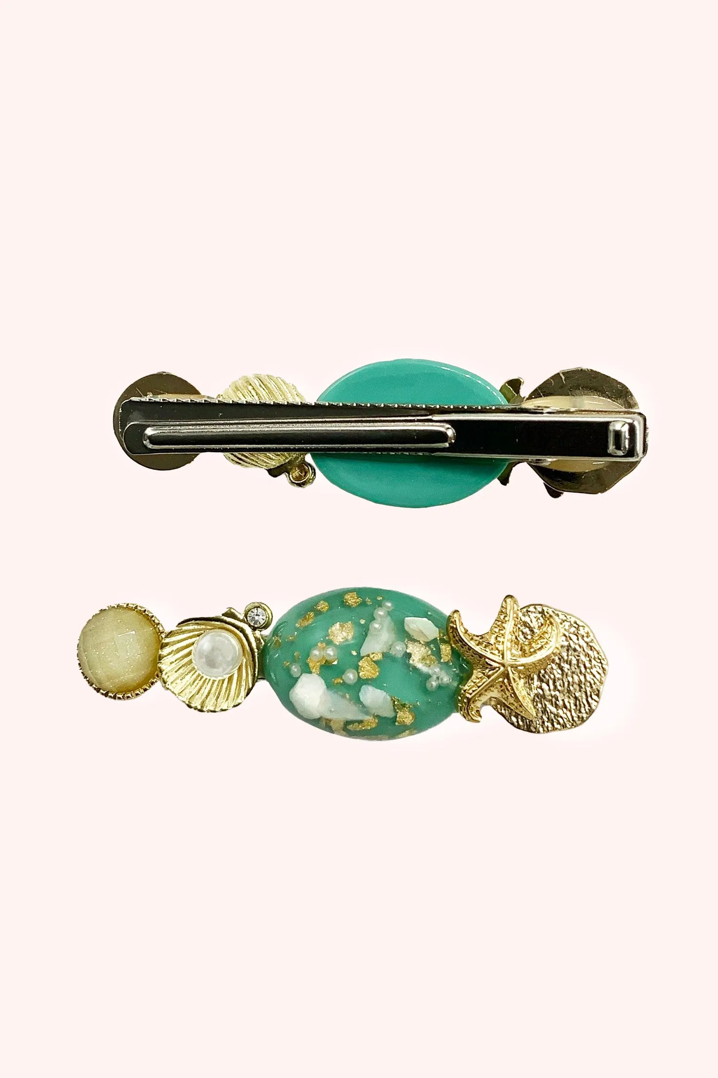 Mermaid Shell Clamp Clip - Aqua sold by Anna Sui