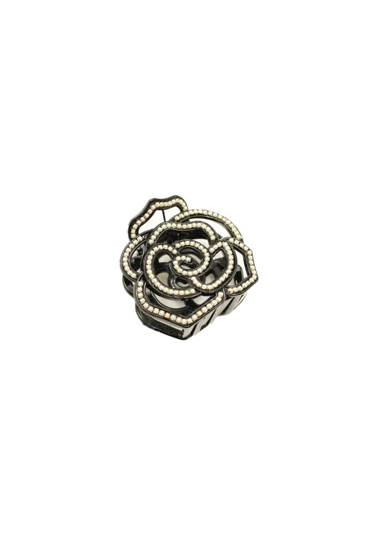Large Vera Cut Out Flower Jaw Clip - Black sold by Anna Sui