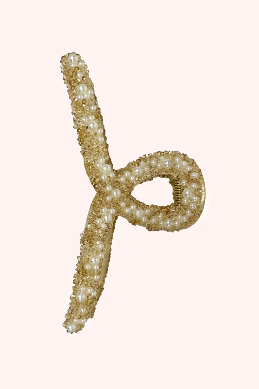 Large Pearl Encrusted French Jaw Clip Ivory sold by Anna Sui