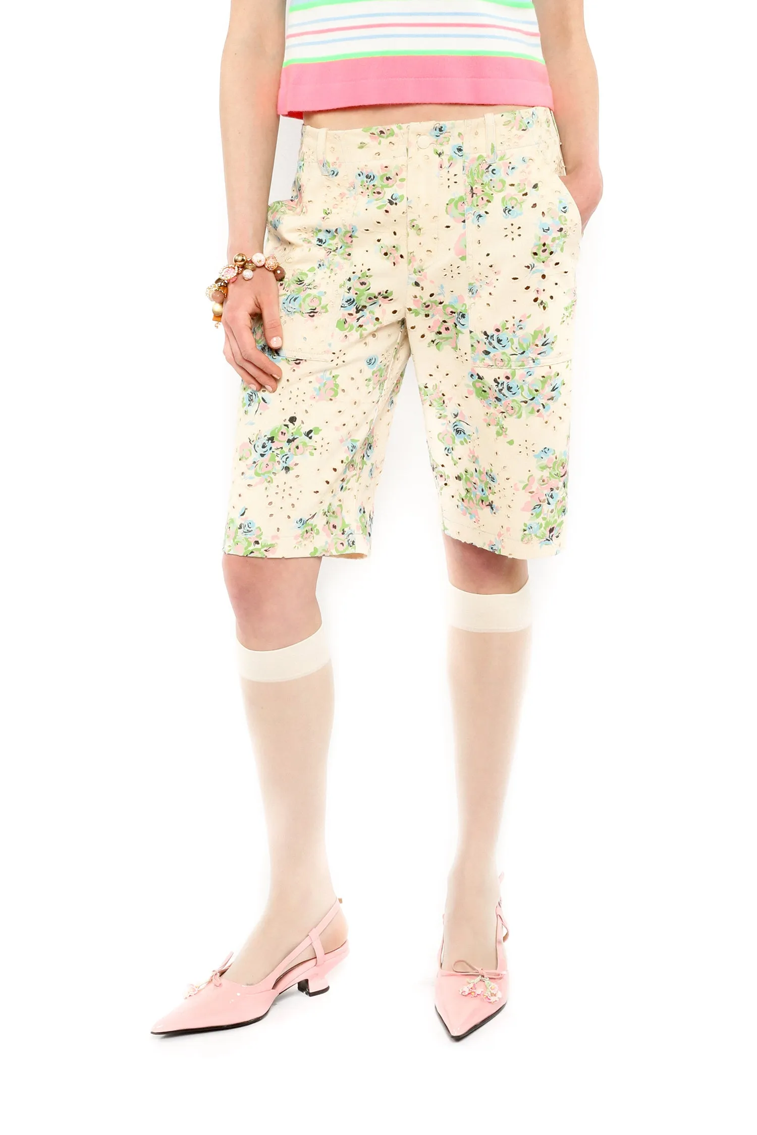 Rosies Posies Eyelet Bermuda Shorts sold by Anna Sui