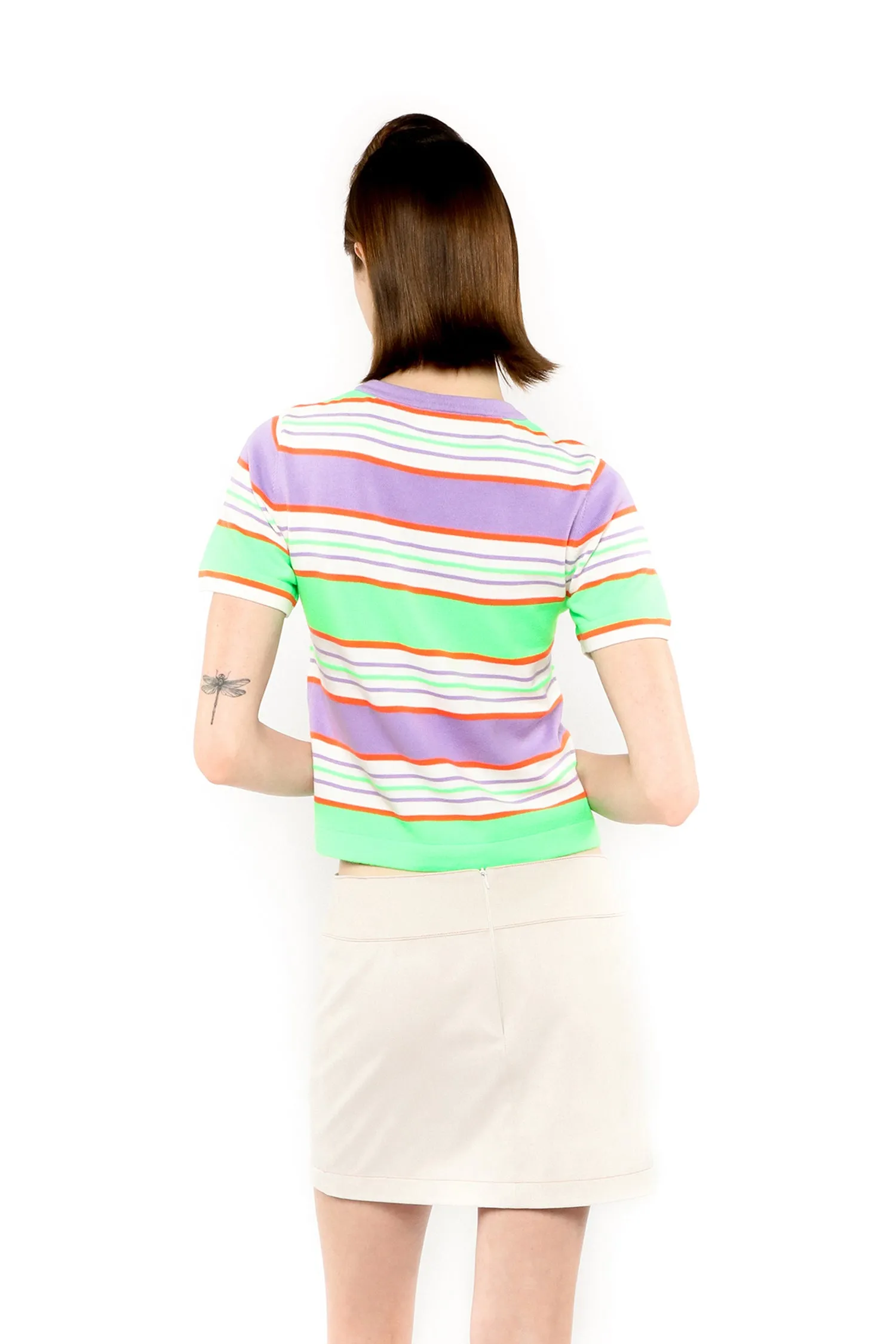 Fluorescent Stripe Short Sleeve Knit Top-Lavender sold by Anna Sui product image thumbnail 4
