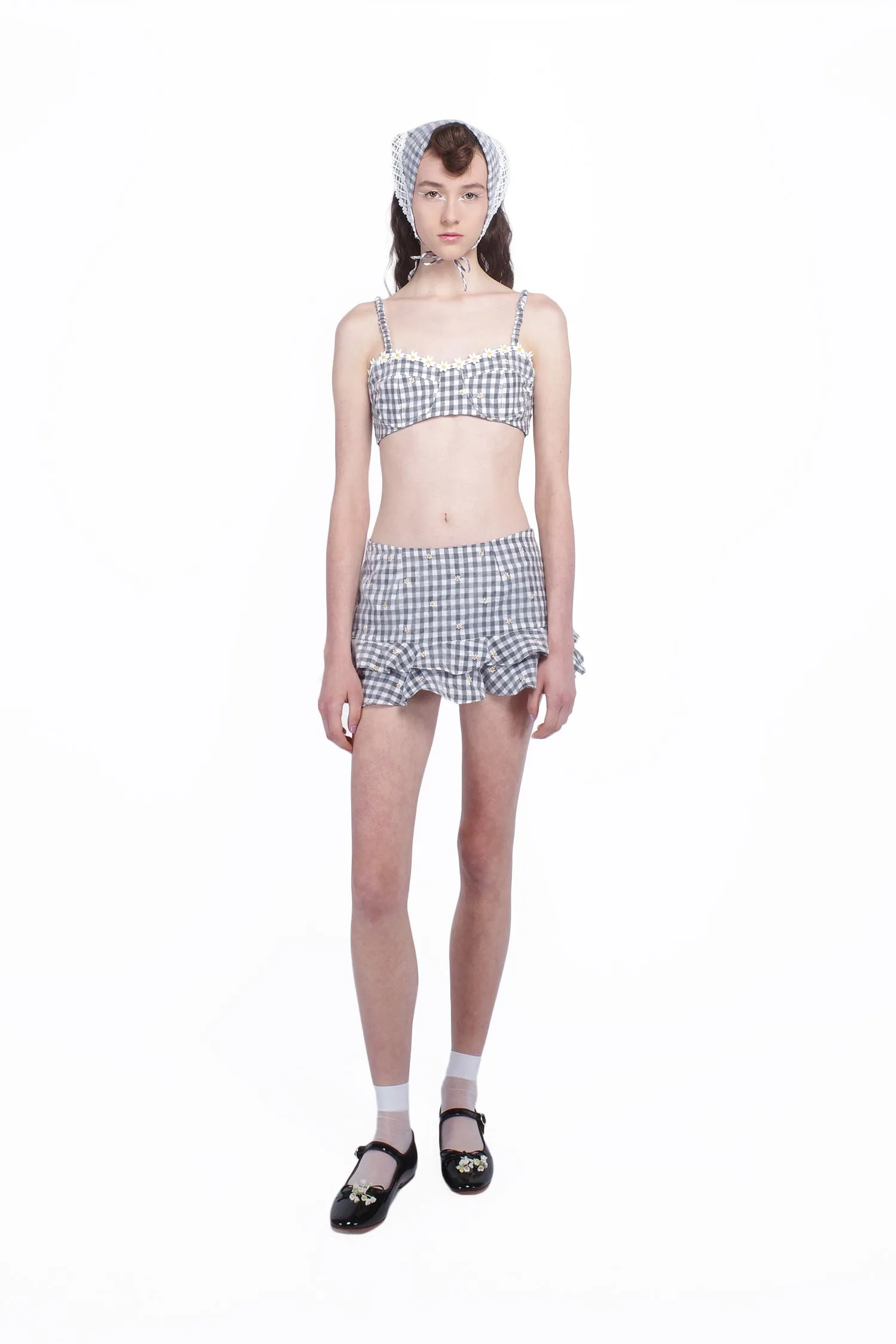 Daisy Embroidery on Gingham Bikini Set sold by Anna Sui