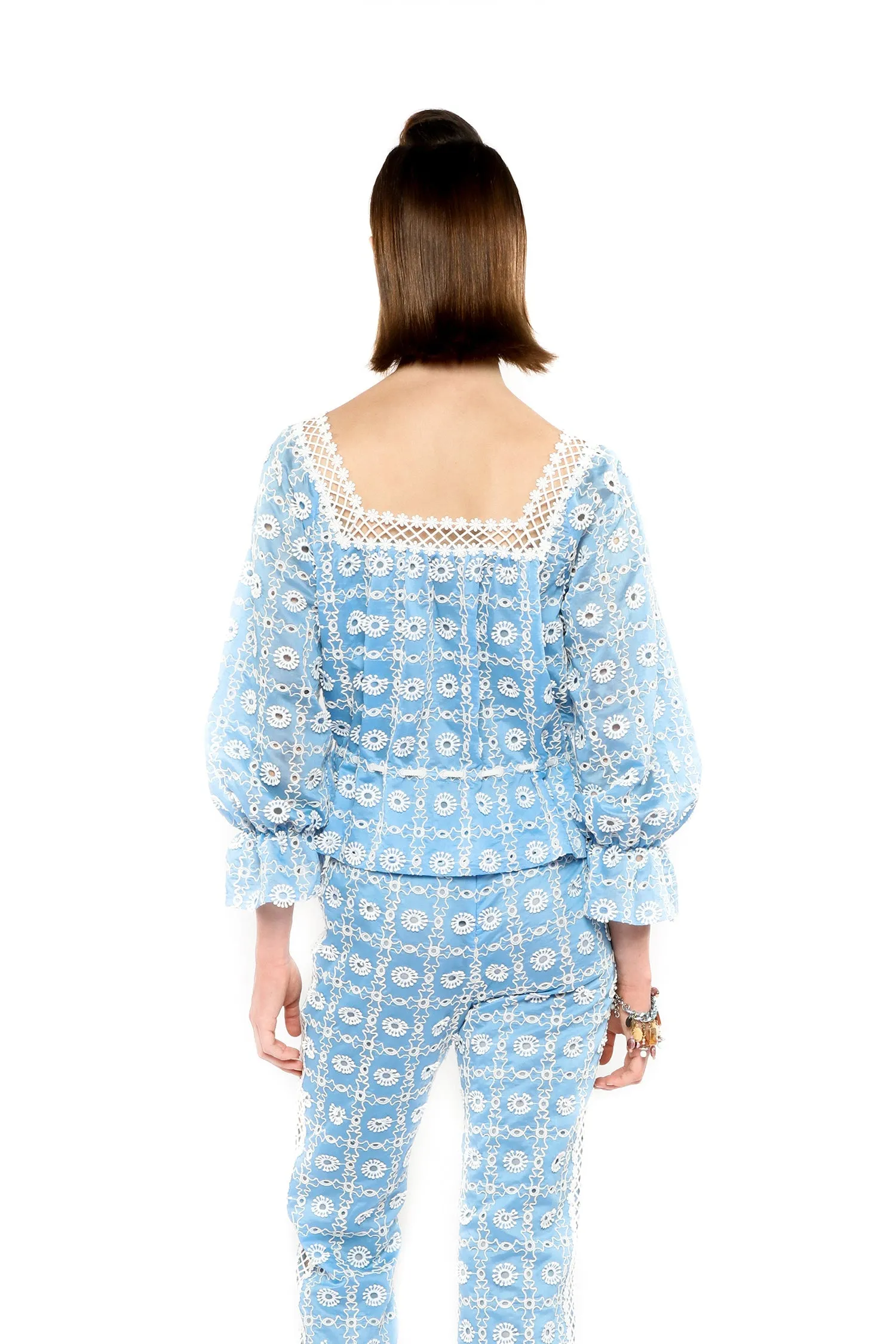 Lattice Lace Embroidery Tie Blouse sold by Anna Sui product image thumbnail 4