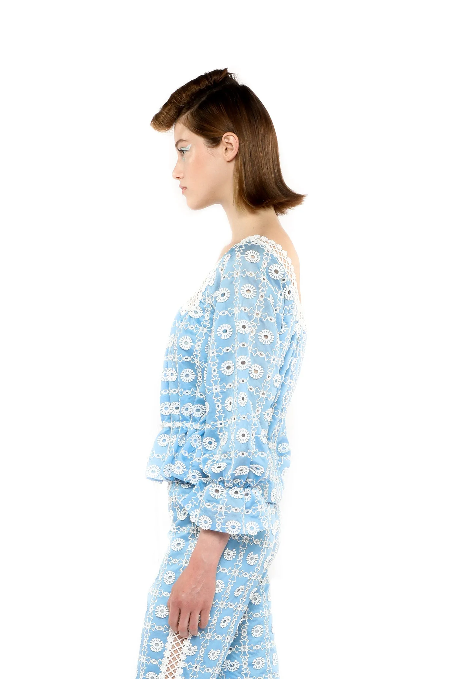 Lattice Lace Embroidery Tie Blouse sold by Anna Sui product image thumbnail 3