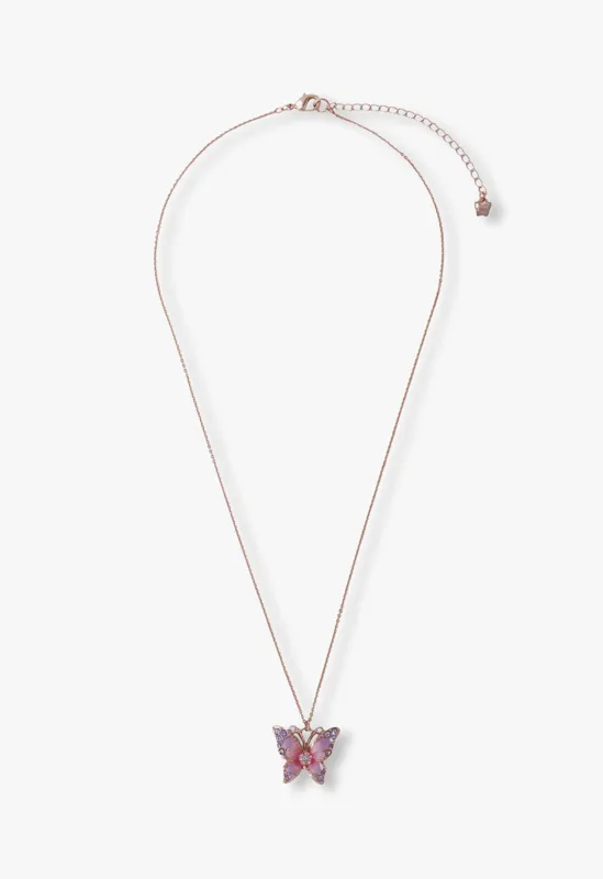 Pink & Lavender Butterfly Glow Necklace - Rose Gold sold by Anna Sui