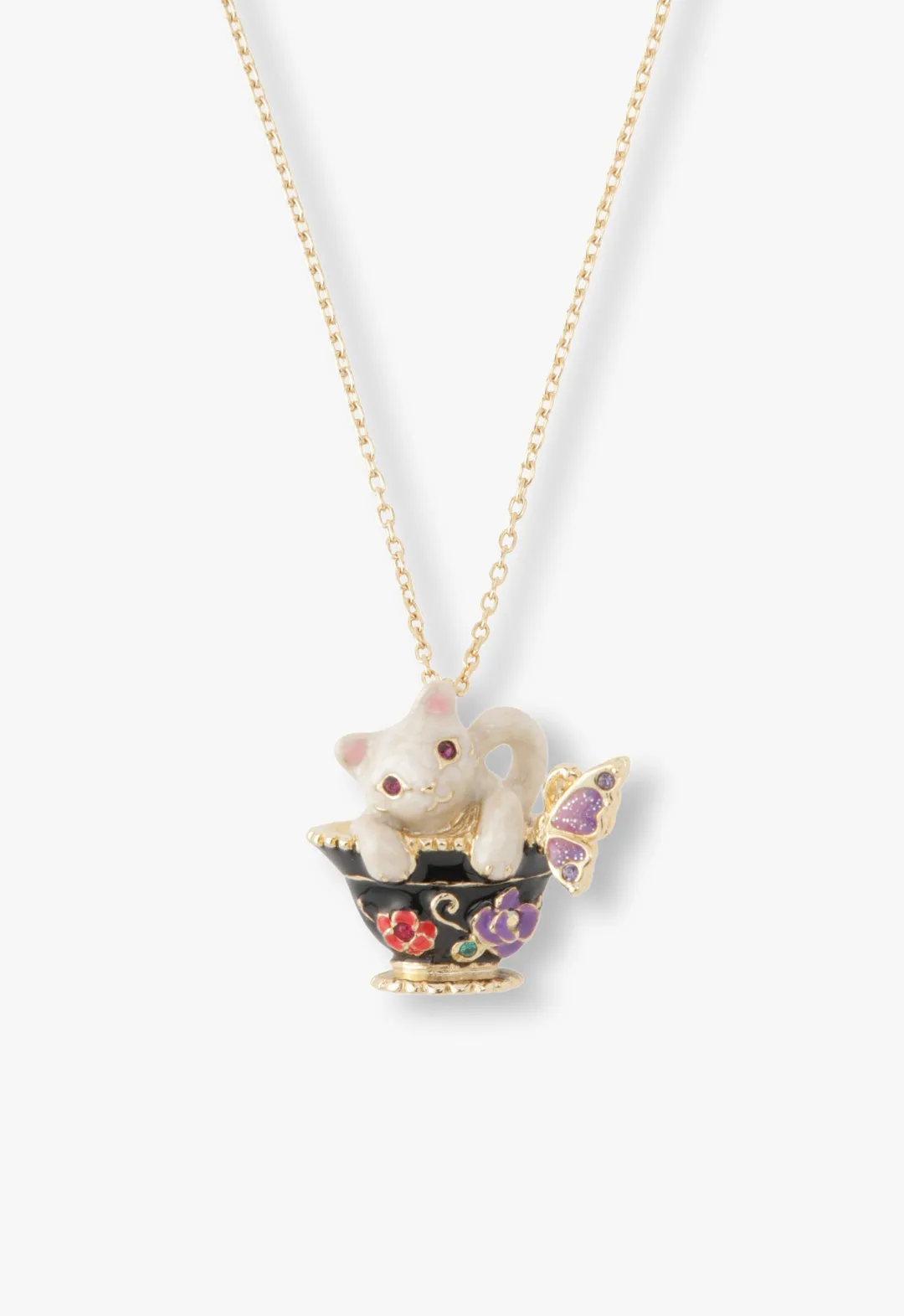 Jeweled Cat & Butterfly Chalice Necklace sold by Anna Sui product image thumbnail 2