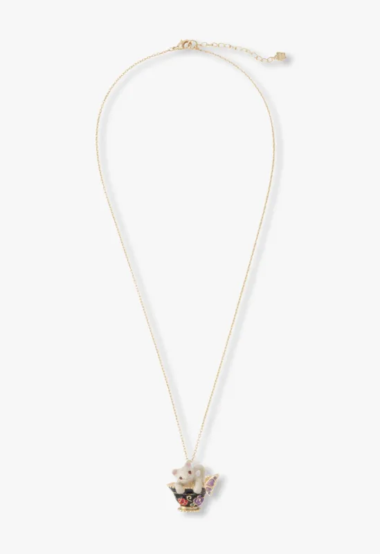 Jeweled Cat & Butterfly Chalice Necklace sold by Anna Sui