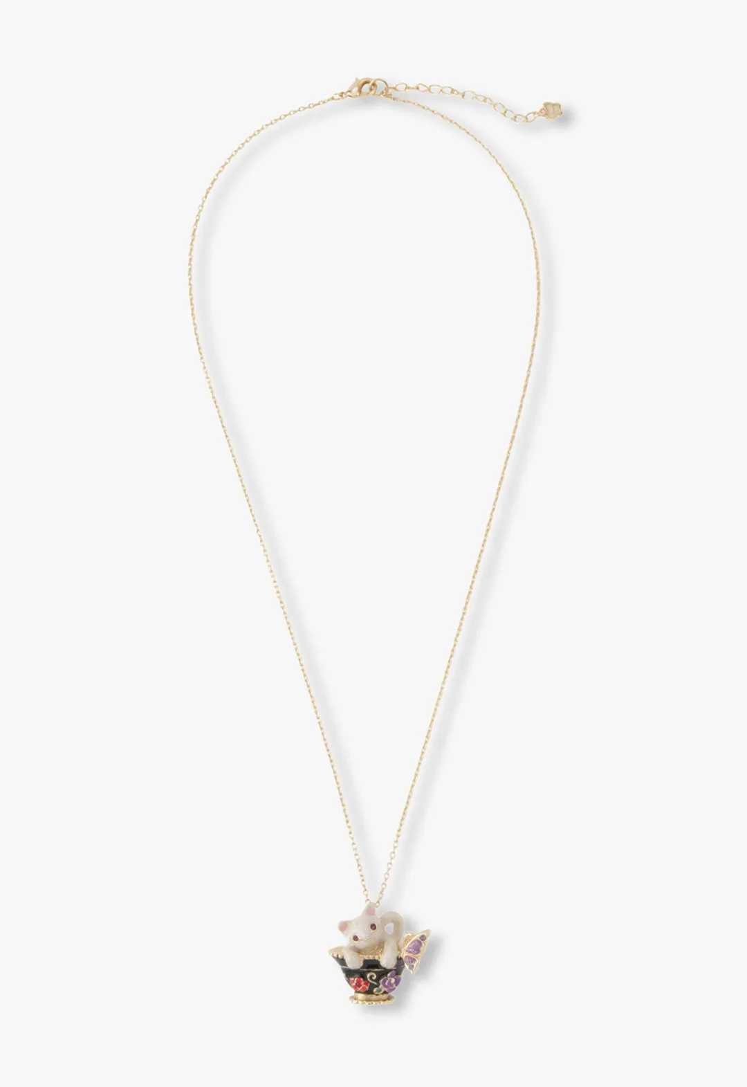 Jeweled Cat & Butterfly Chalice Necklace sold by Anna Sui