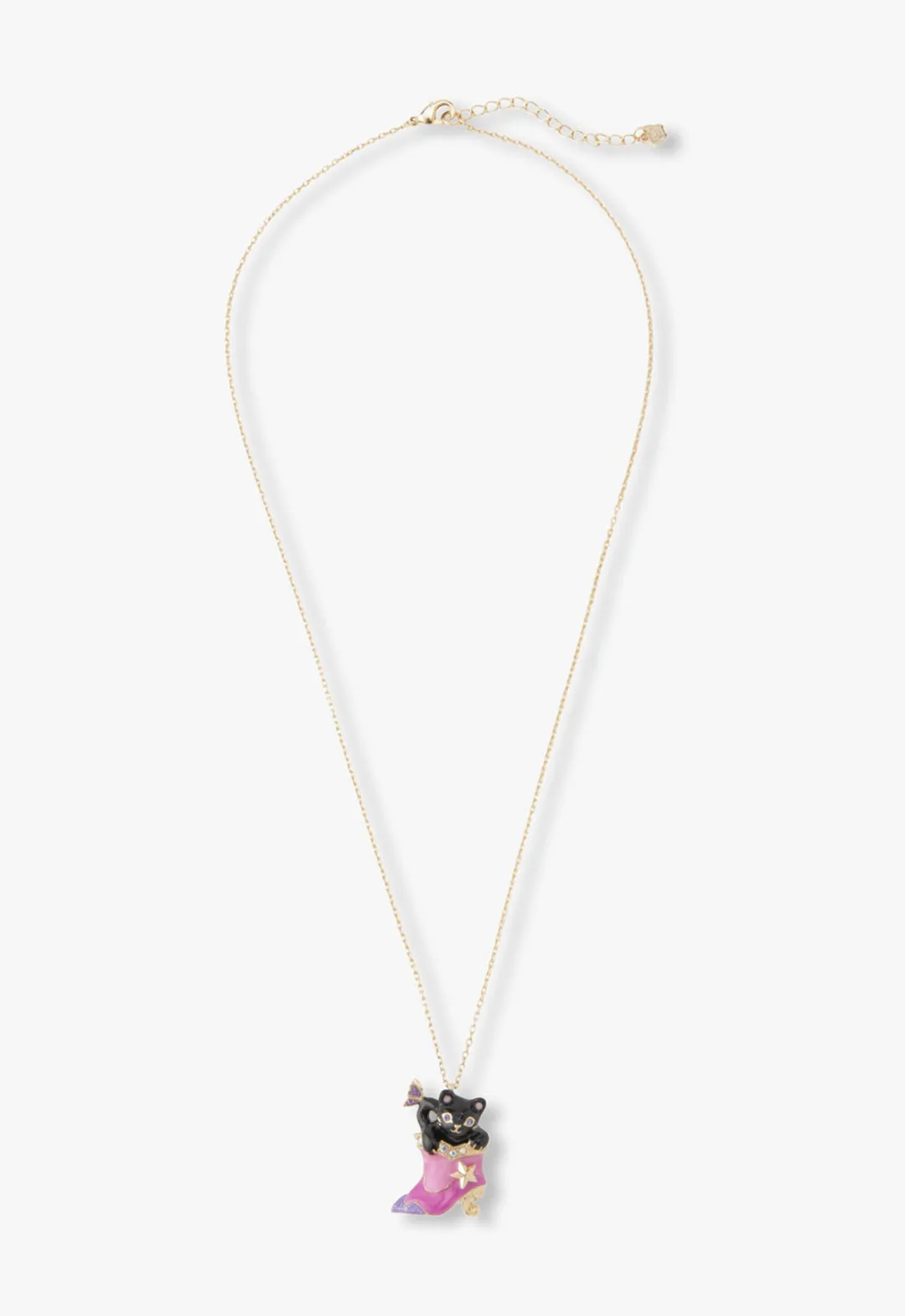 Mystical Cat & Butterfly Boot Necklace sold by Anna Sui