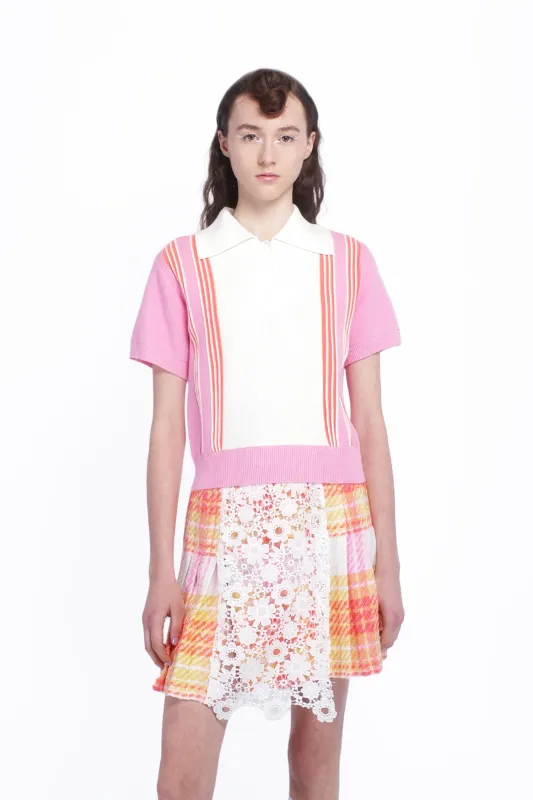 Amalfi Polo Knit Short Sleeve Top - Pink sold by Anna Sui