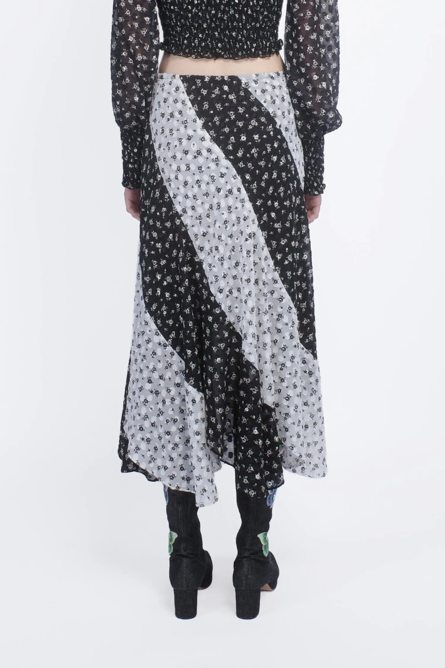 Ditsy Dot Chiffon Contrast Flowy Skirt sold by Anna Sui product image thumbnail 4