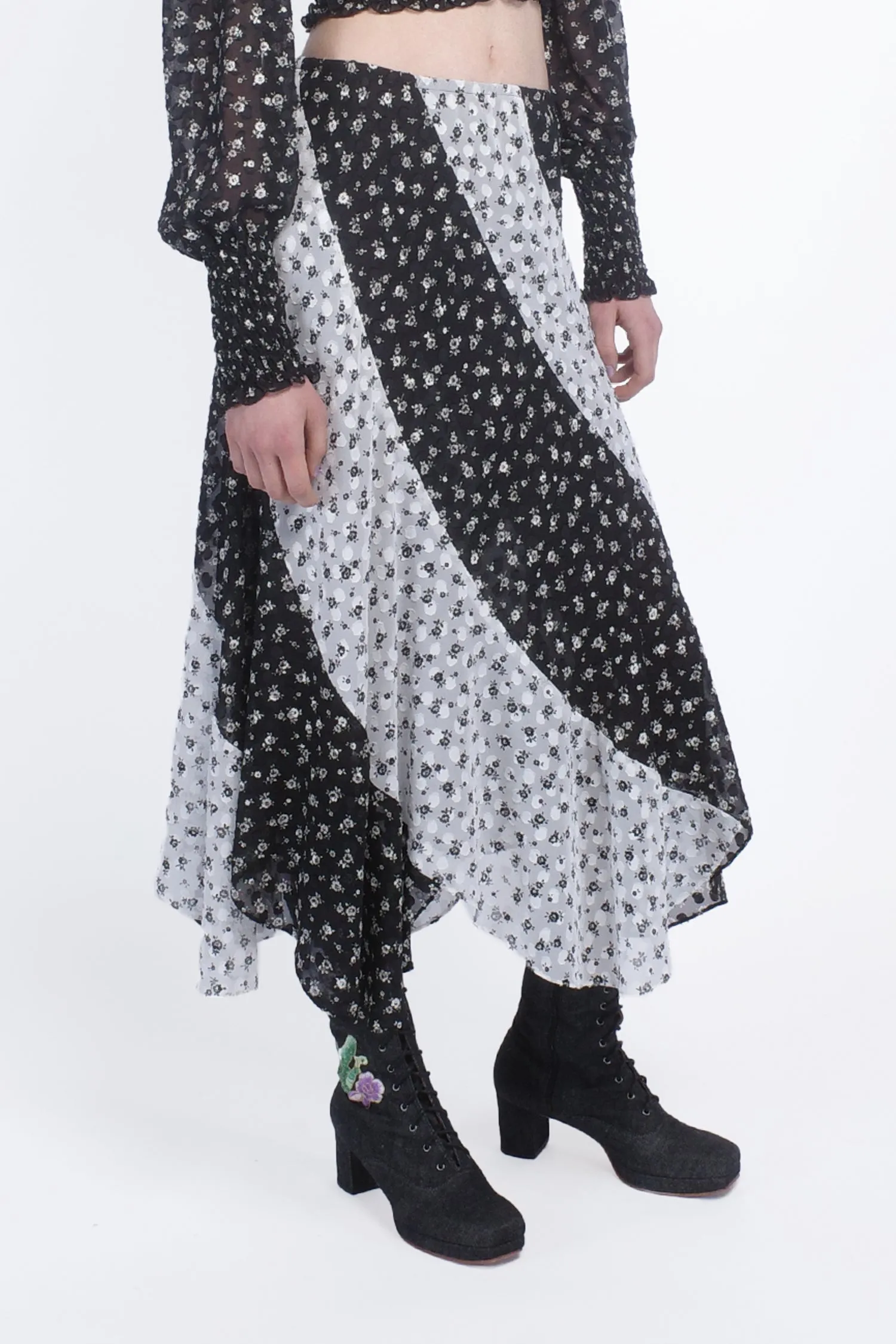 Ditsy Dot Chiffon Contrast Flowy Skirt sold by Anna Sui product image thumbnail 3