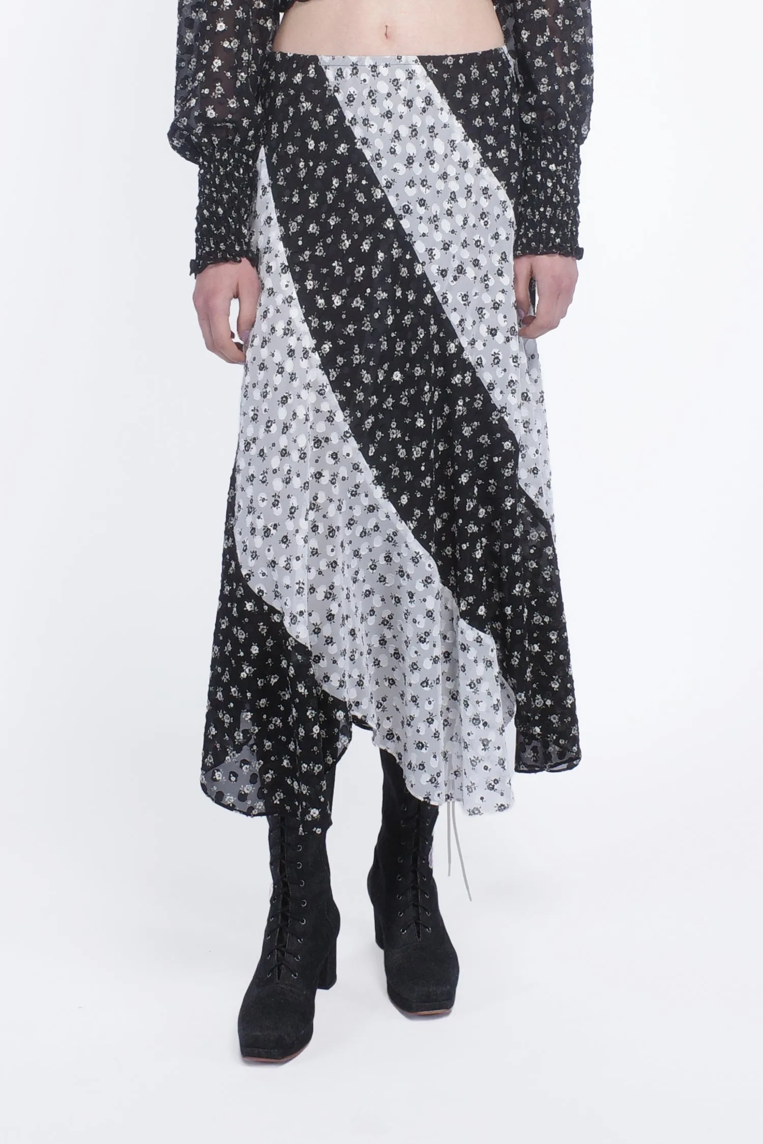 Ditsy Dot Chiffon Contrast Flowy Skirt sold by Anna Sui