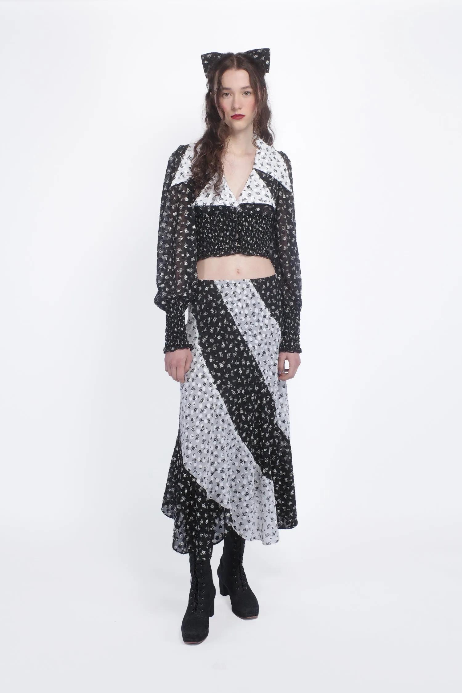 Ditsy Dot Chiffon Contrast Flowy Skirt sold by Anna Sui product image thumbnail 2
